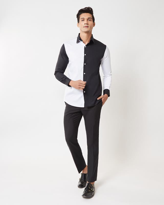 White Color-Block Shirt