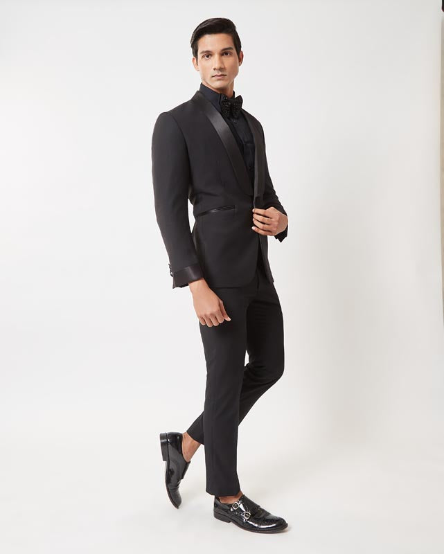 Classic Black Tuxedo with Satin Piping