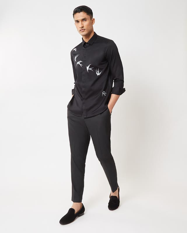 Black Bird Applique Shirt