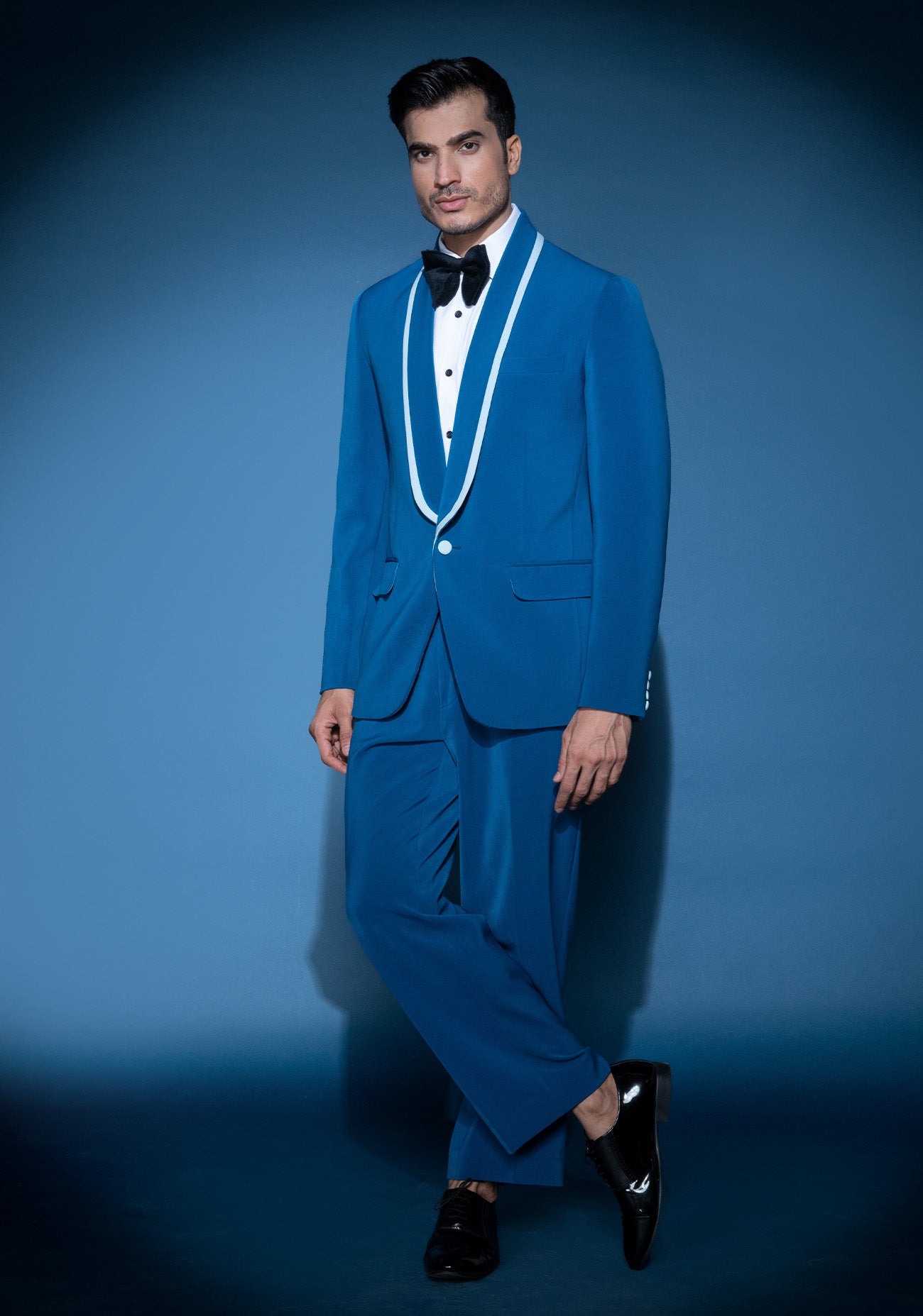 Cobalt blue tuxedo jacket set