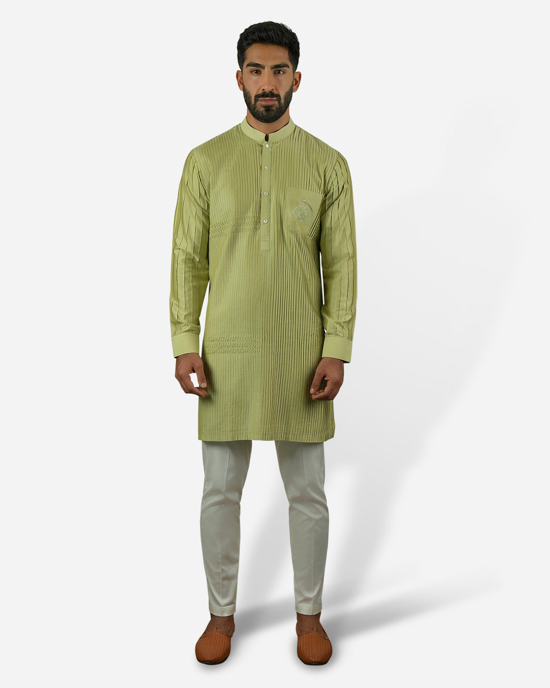 Citron Pintuck Embroidered Kurta Set