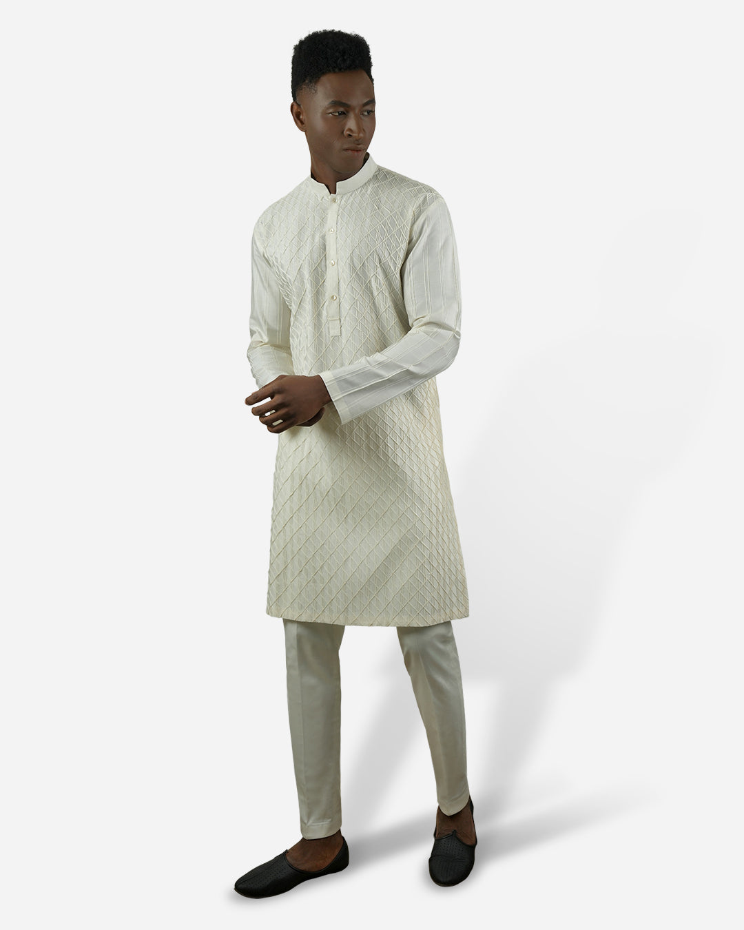 Ivory Pintuck Kurta Set