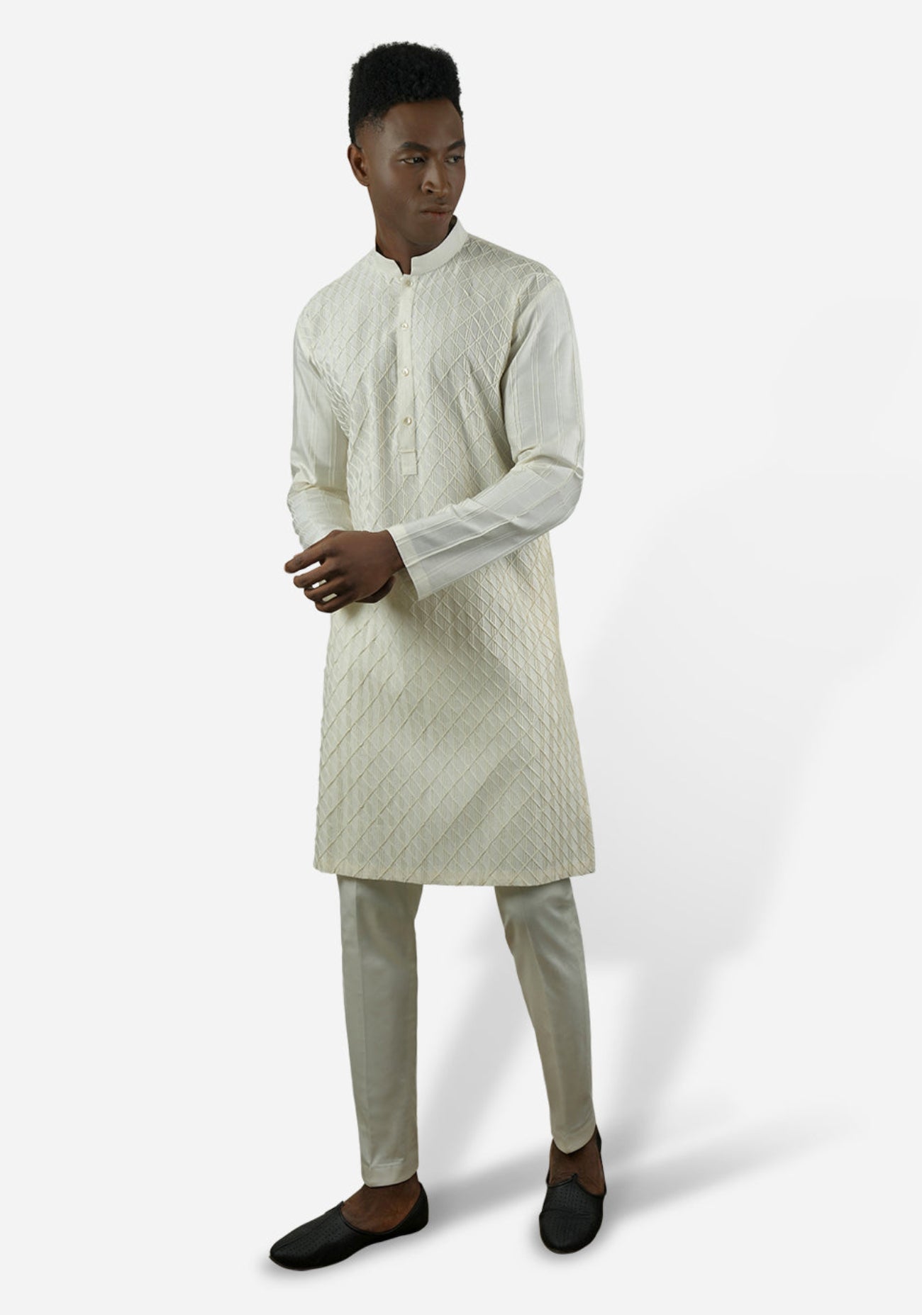 Ivory Pintuck Kurta Set