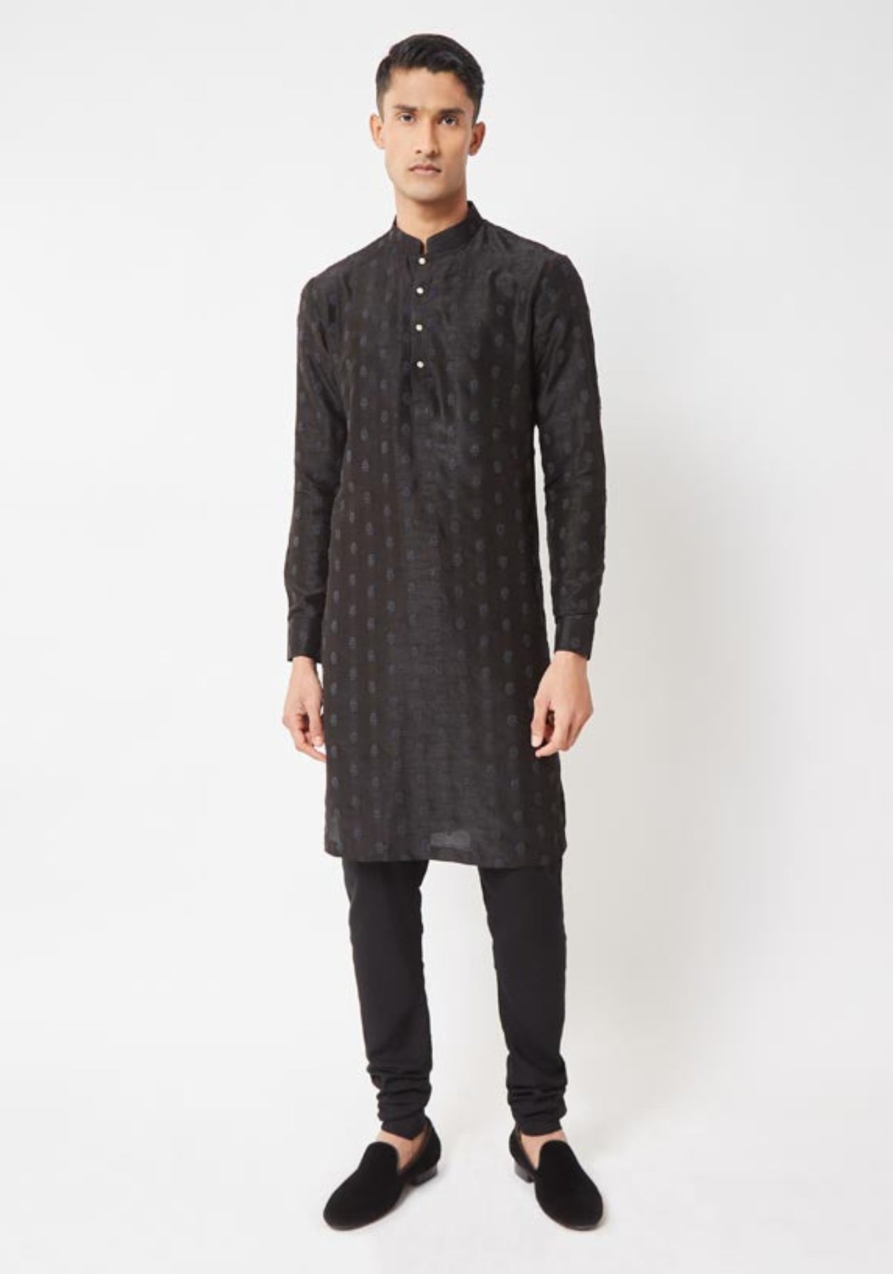 Black Floral Embroidered Kurta Set
