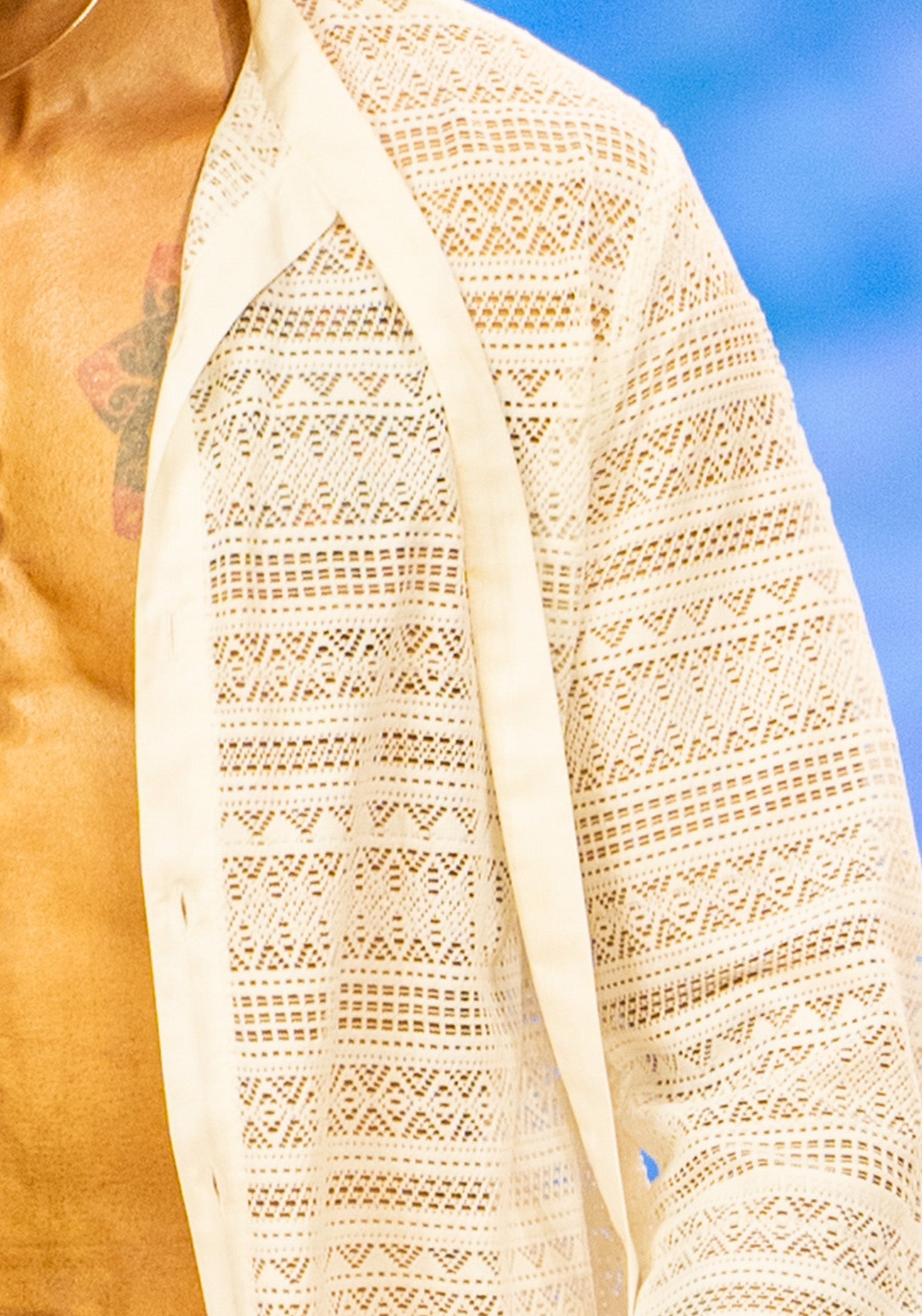Off white lace shirt with shorts