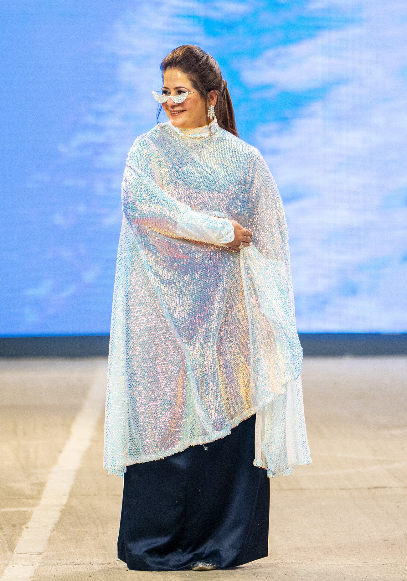 Black Gown with Sequined Cape