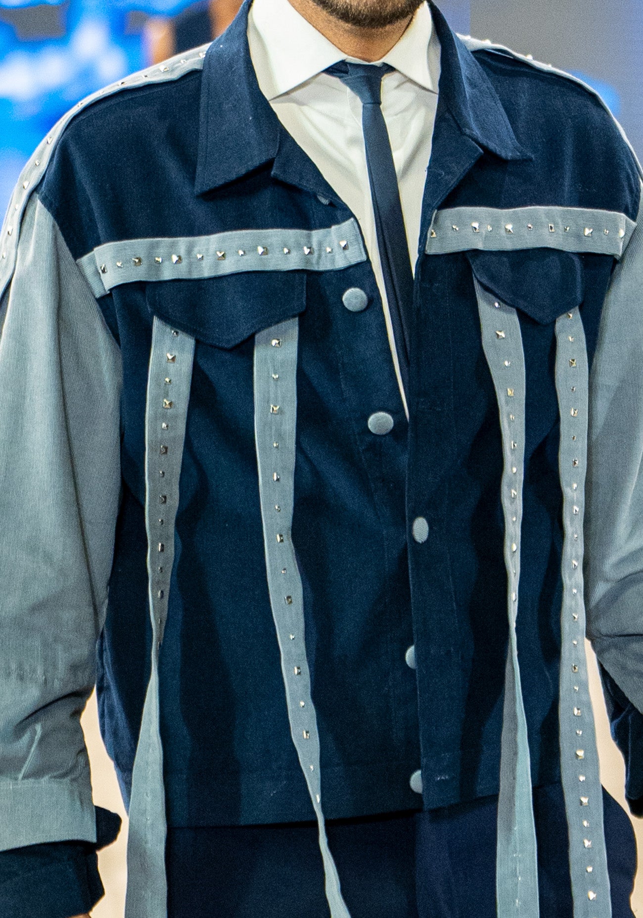 Navy Corduroy Tassel Detail Jacket Co-ord Set