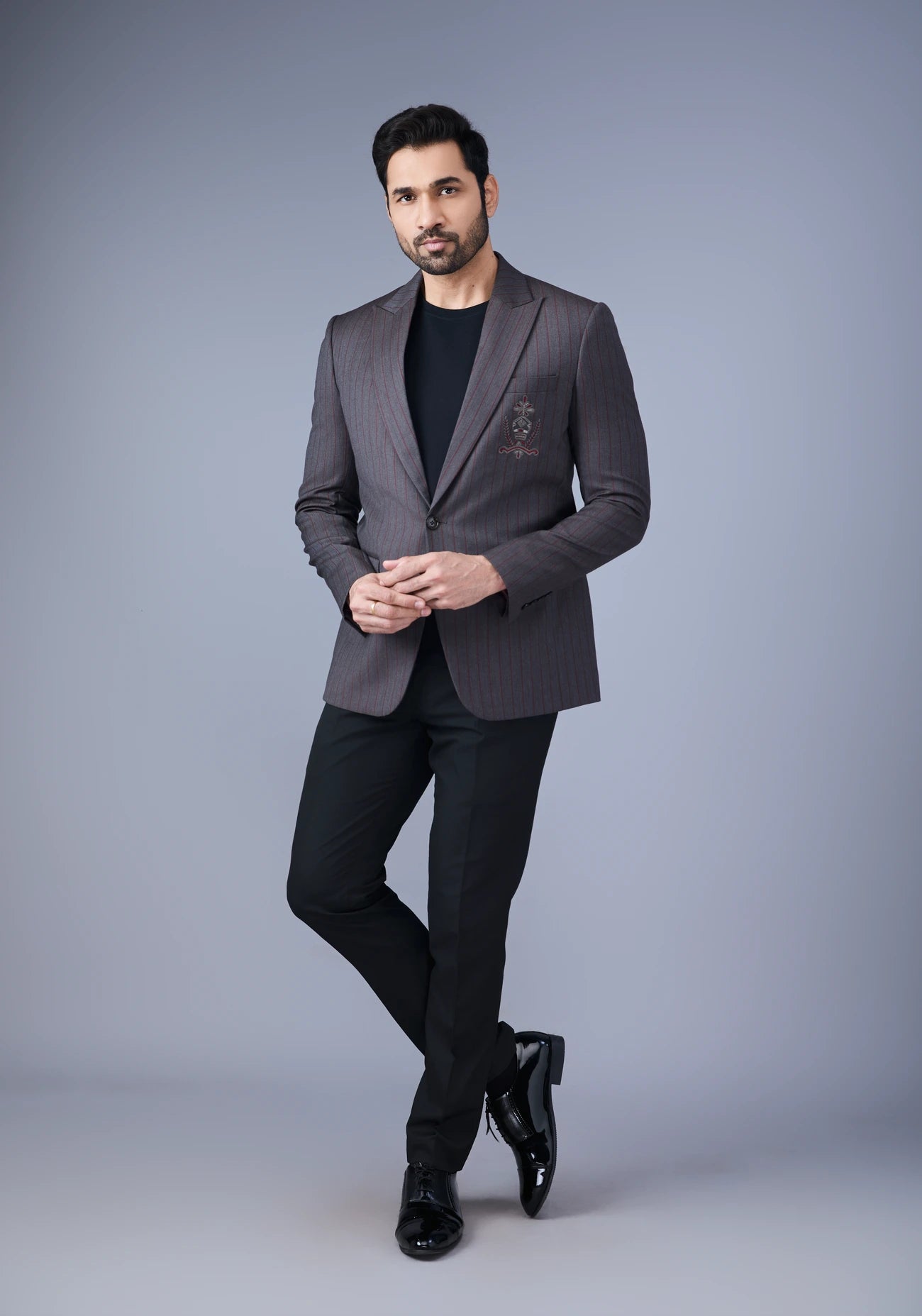 Dark Grey Motif Blazer