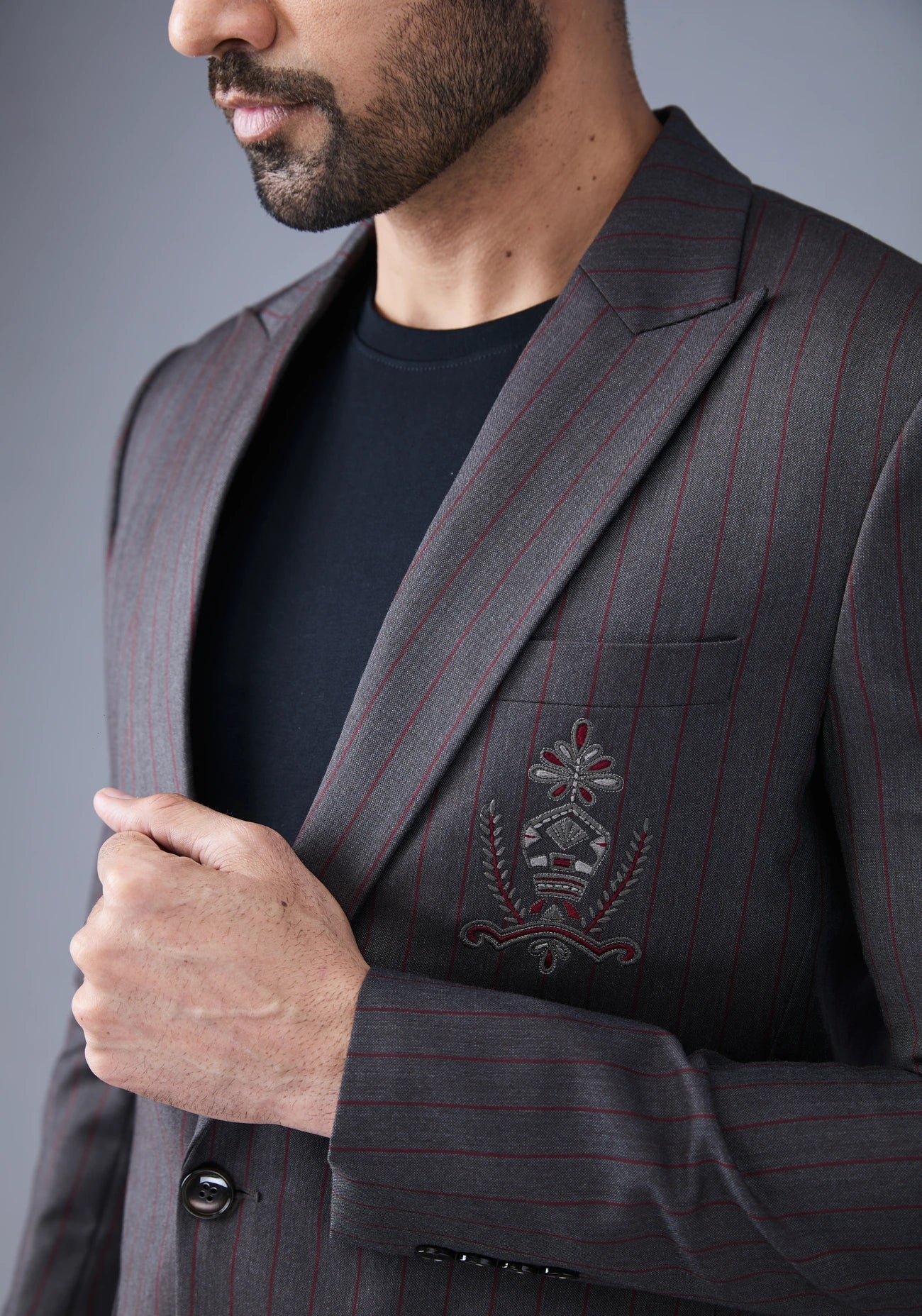 Dark Grey Motif Blazer
