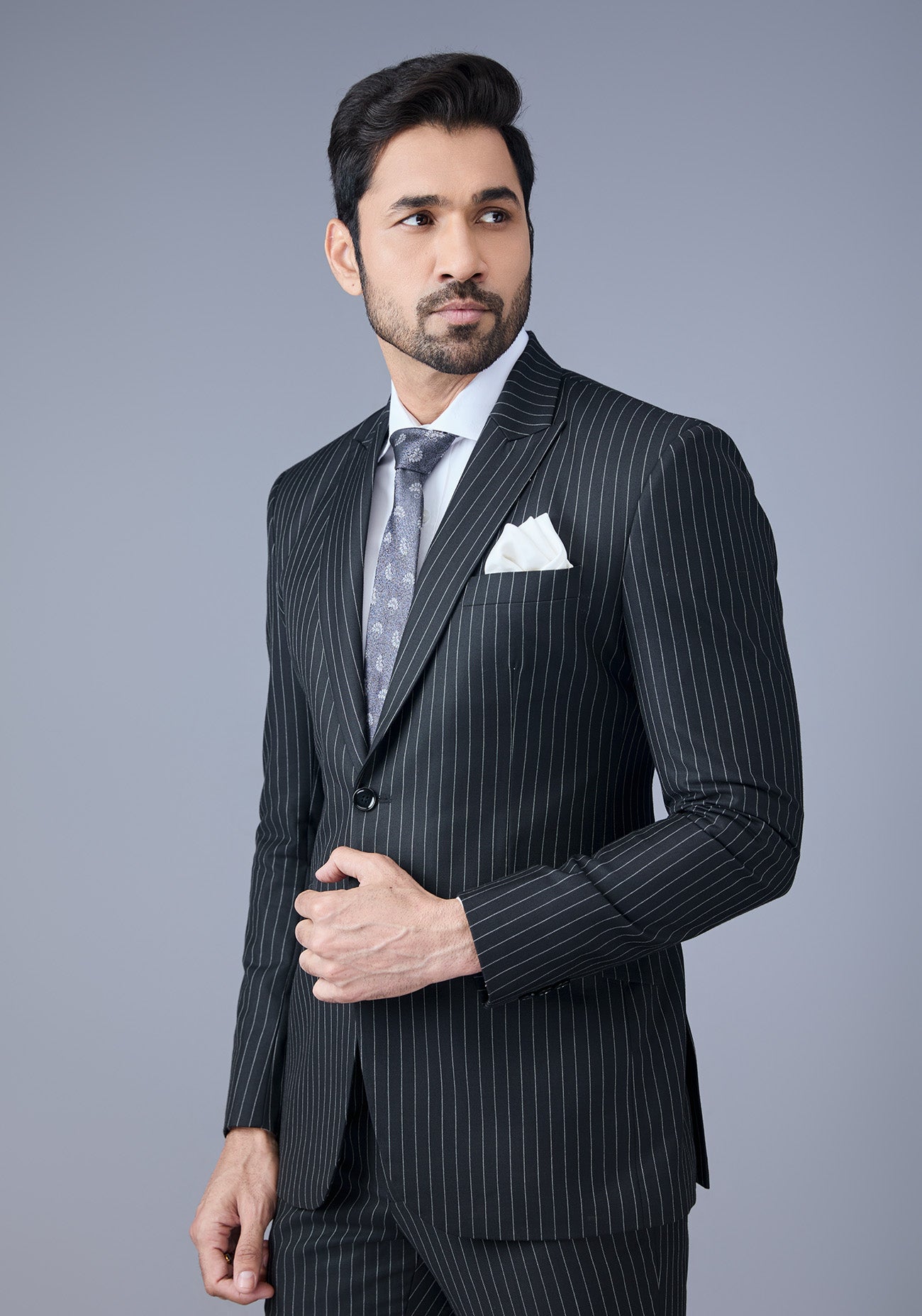 Black Pinstripe Classic Suit