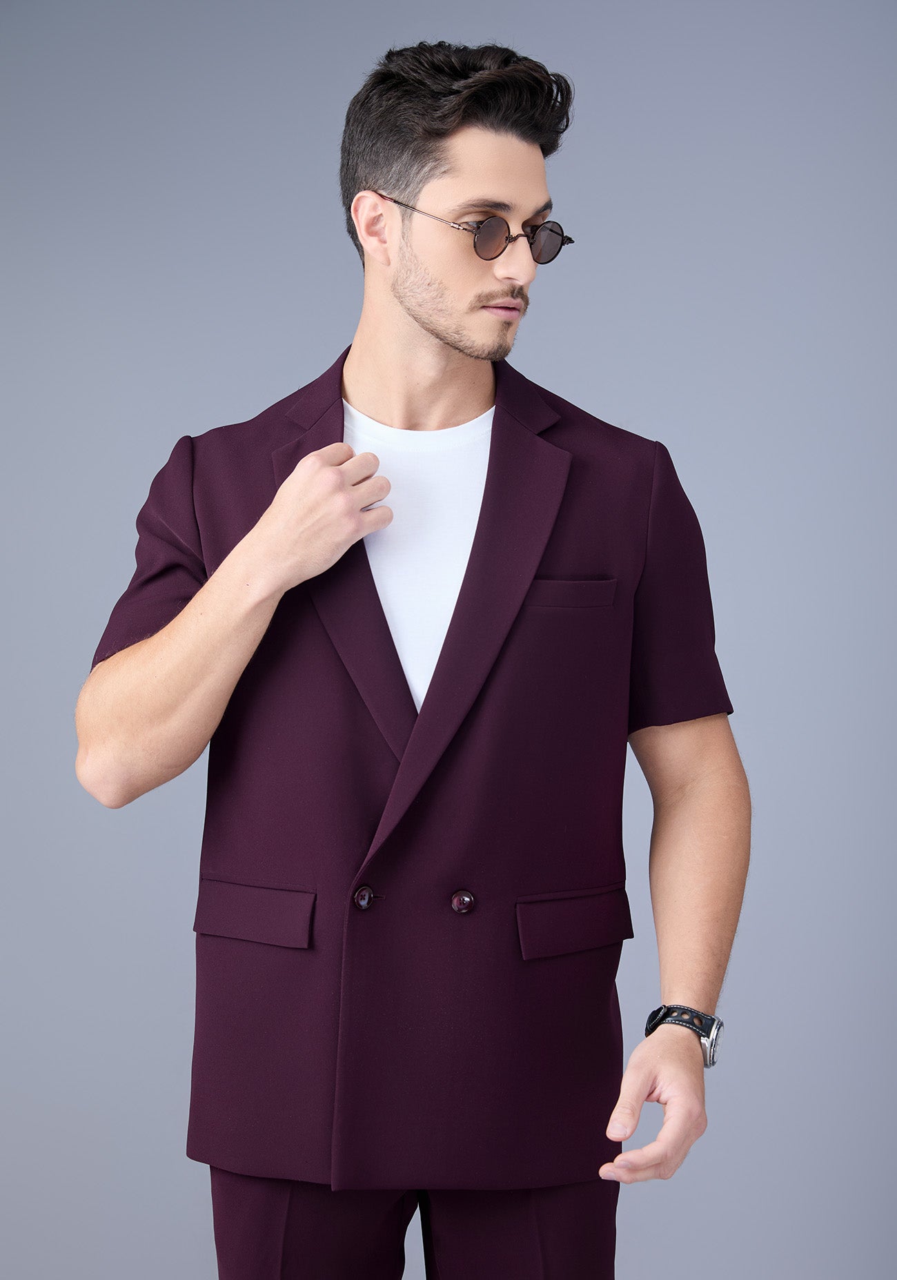 Maroon Short-Sleeve Suit