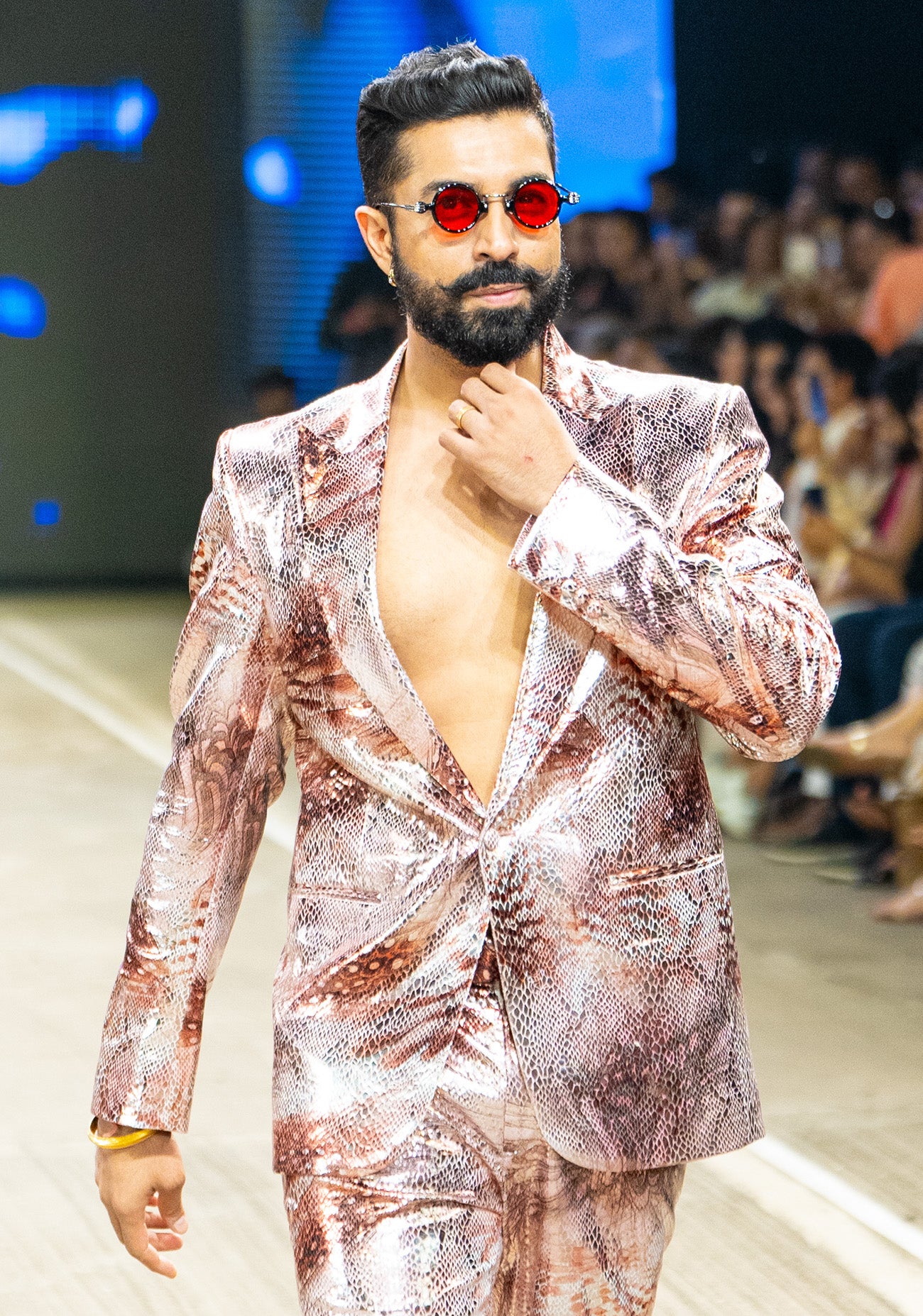 Red & Gold Metallic Animal Print Suit