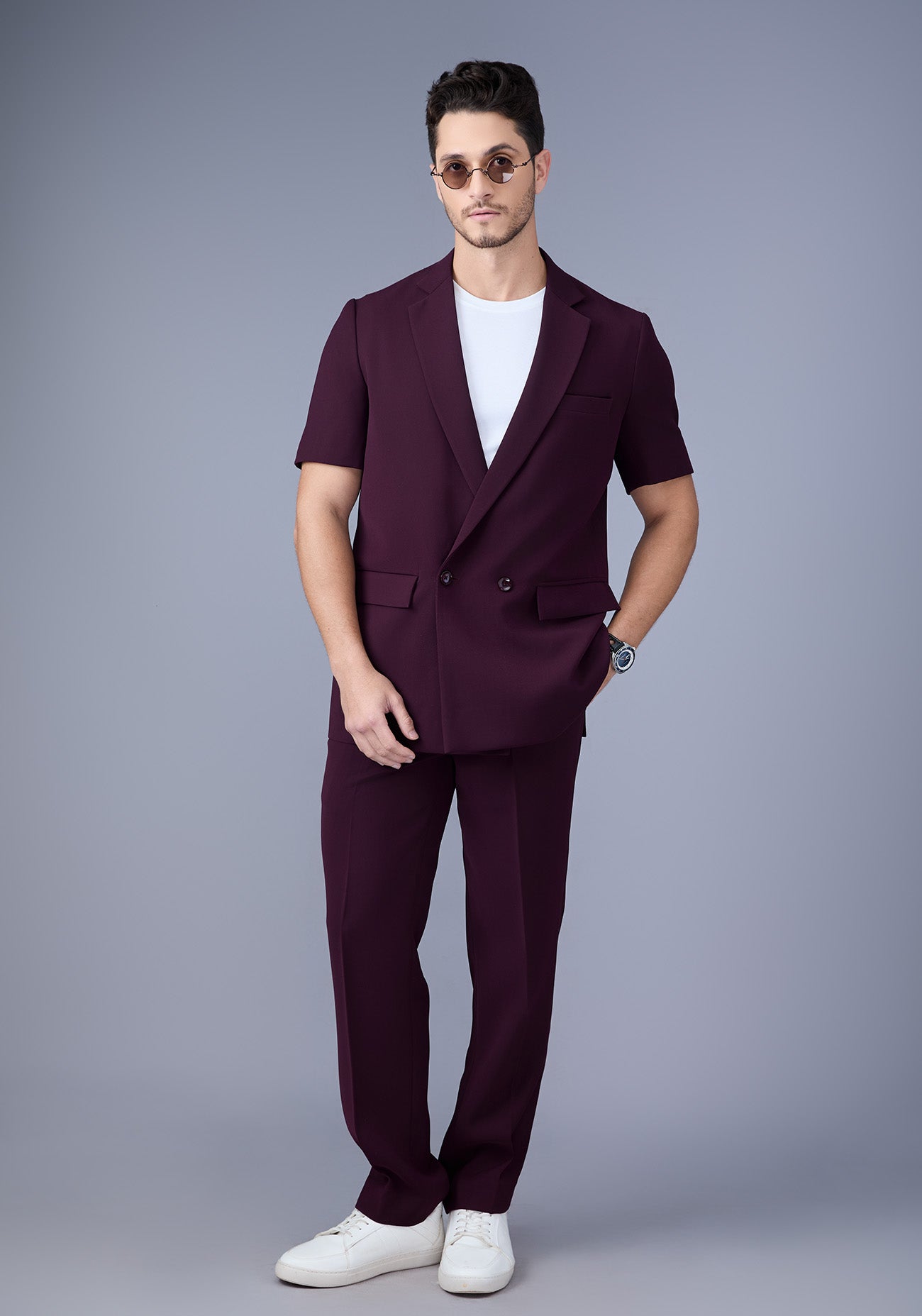 Maroon Short-Sleeve Suit