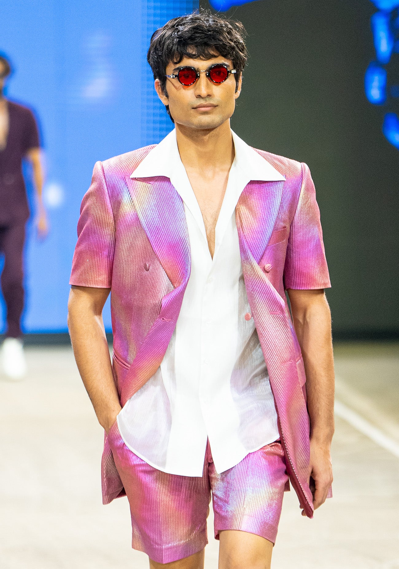 3D Textured Long Jacket with Shorts