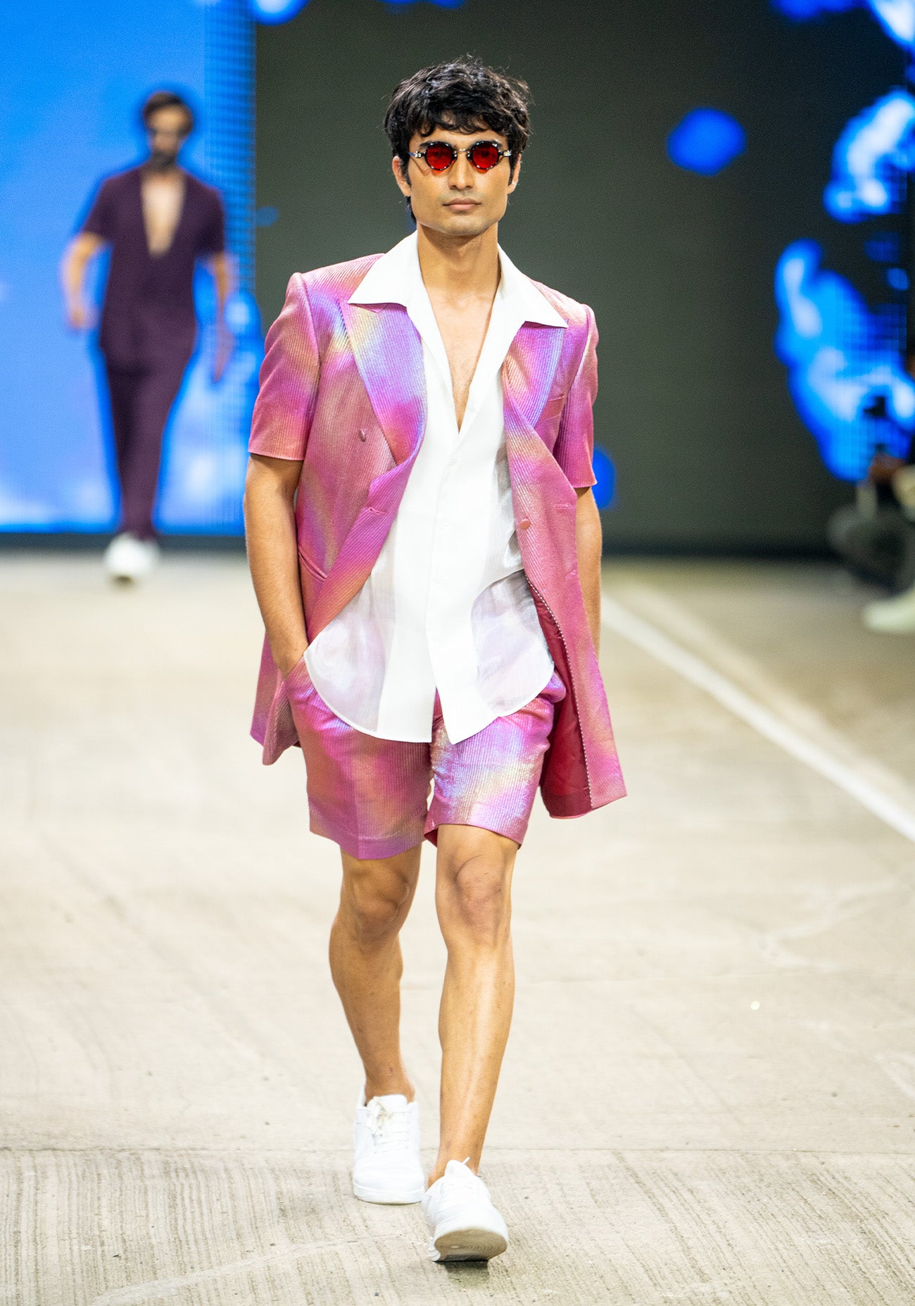 3D Textured Long Jacket with Shorts