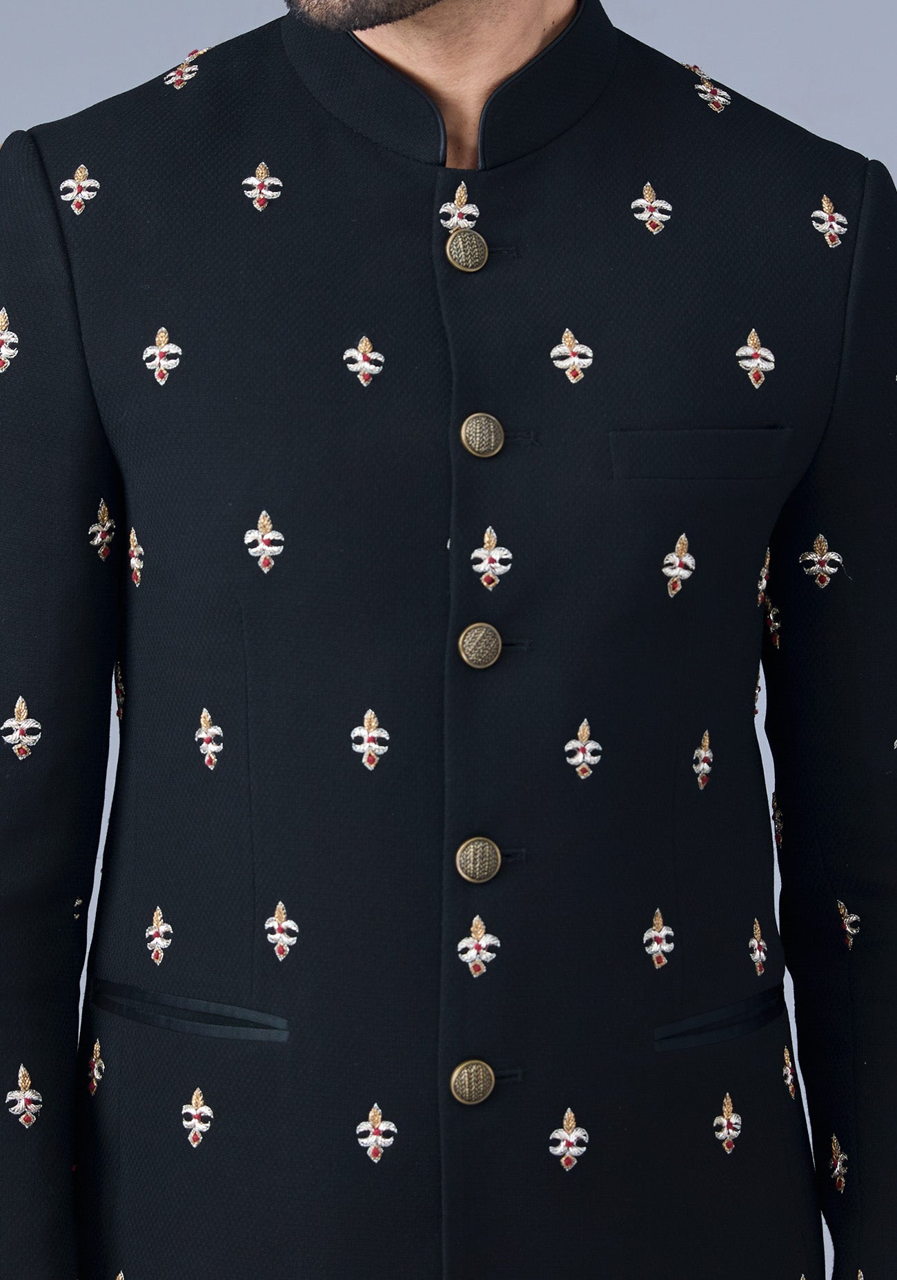 Black Embroidered Bandhgala