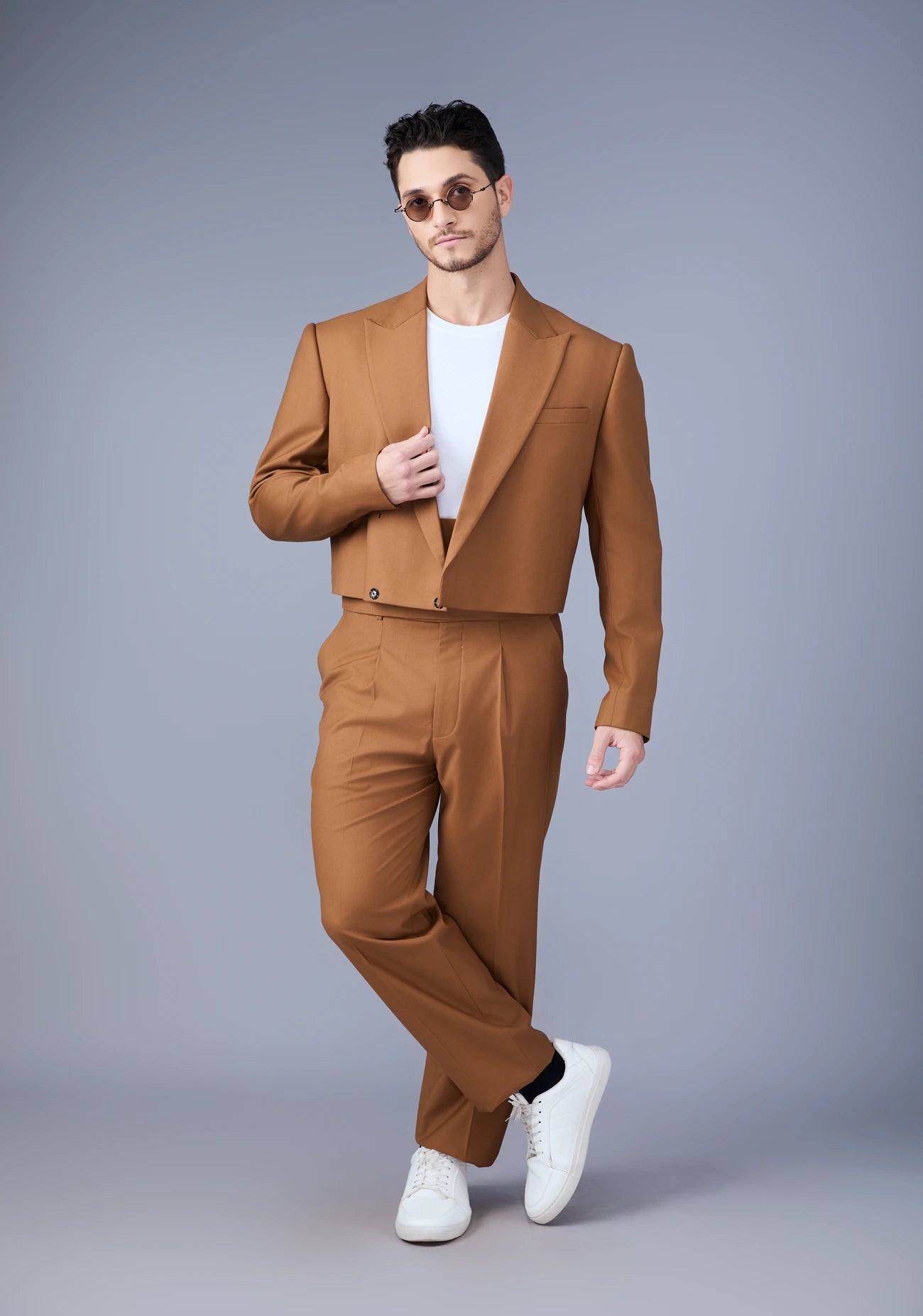 Tan Waist Belt Suit