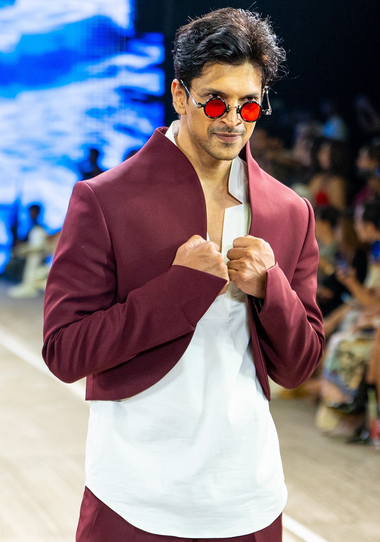 Maroon Hand-Painted Crop Suit