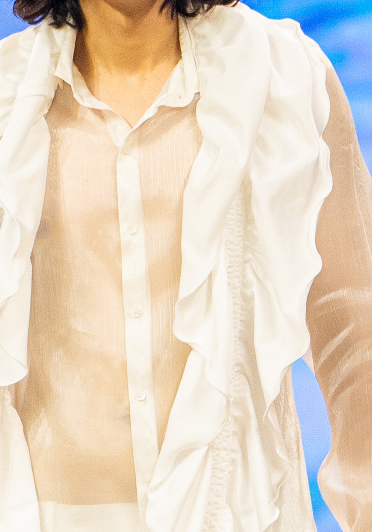 Sheer White Shirt Co-ord Set with Frill Scarf