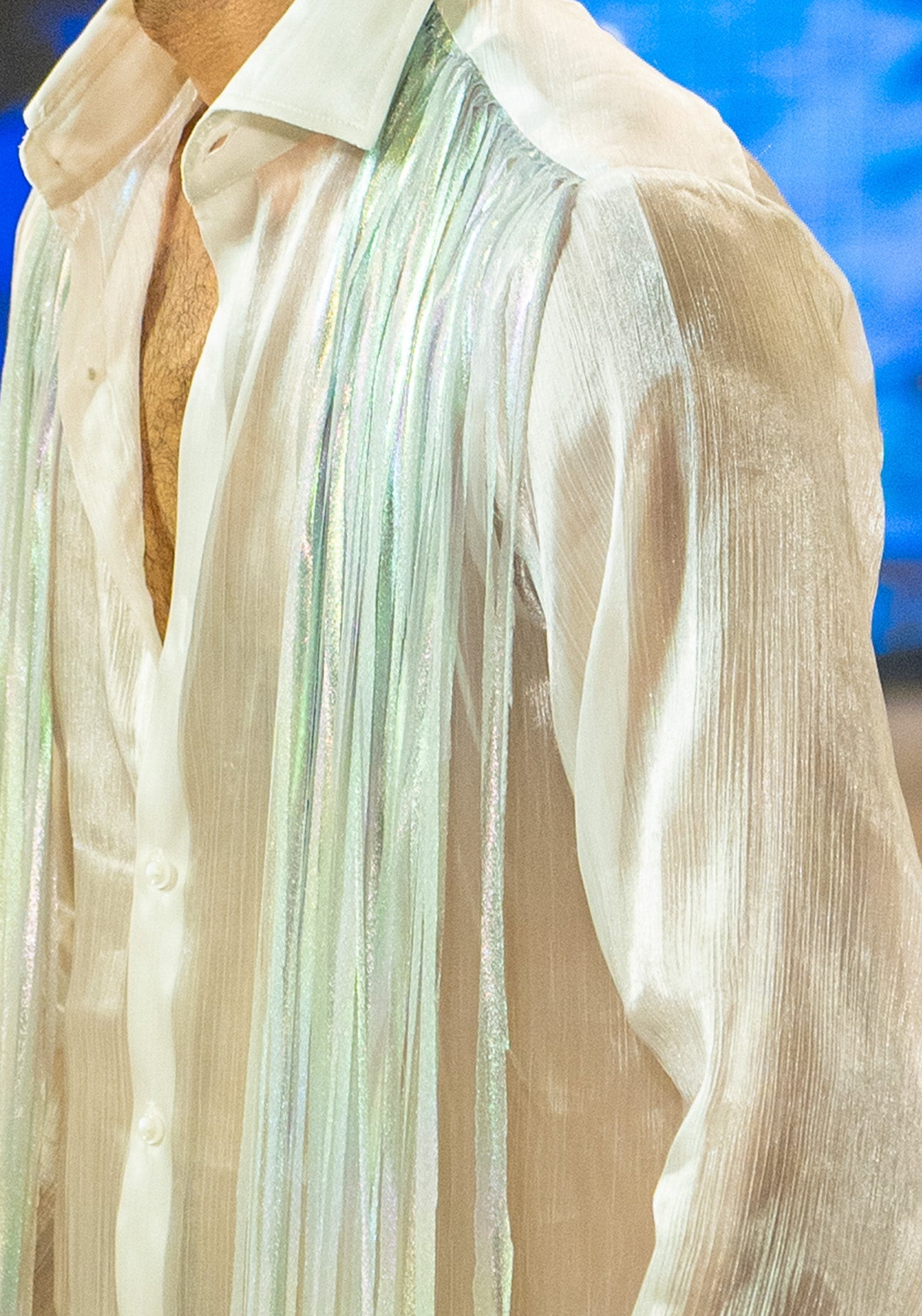 Unicorn Metallic White Sheer Tasseled Co-ord Set