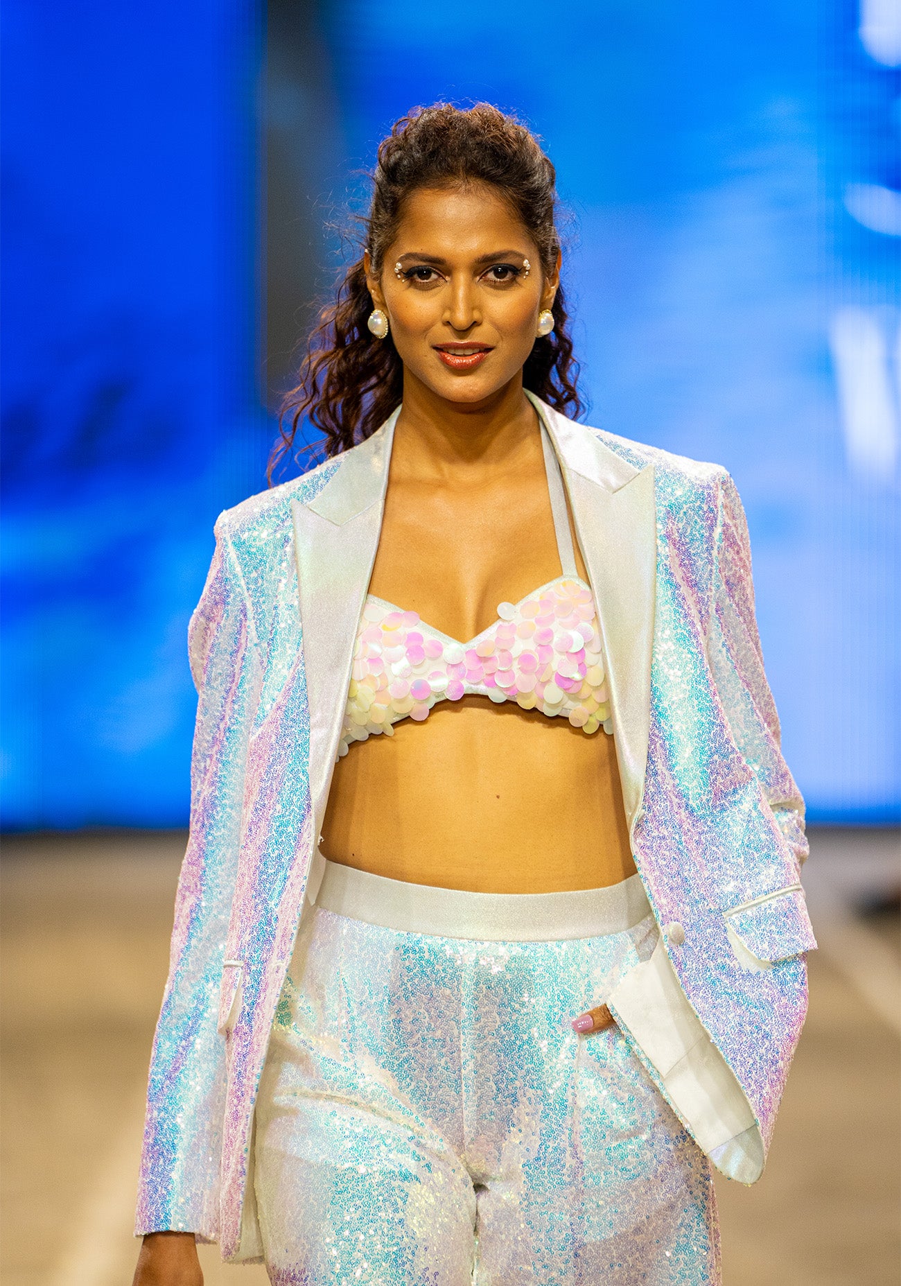 Sequined Pant Suit with Bralette