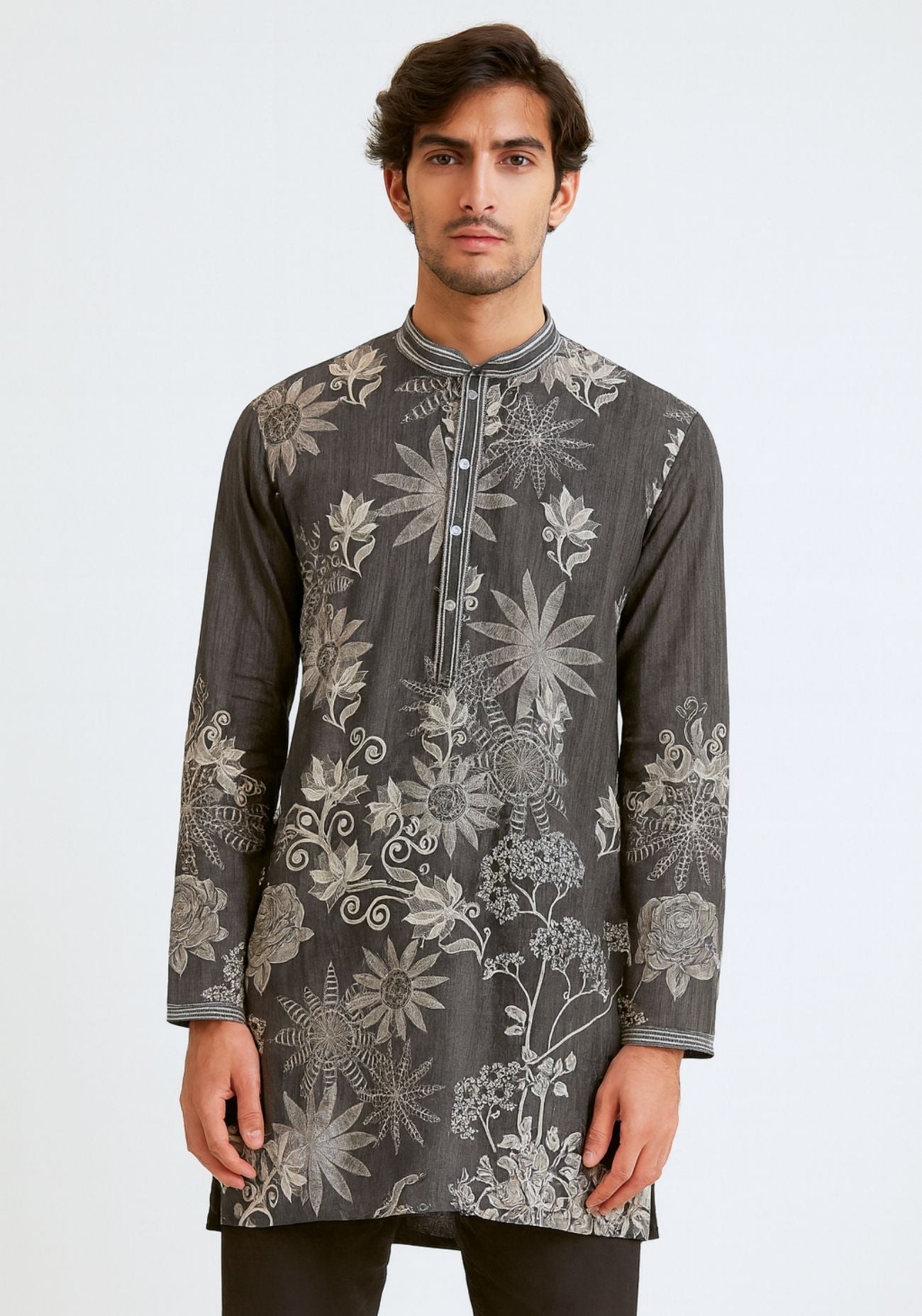 Tropical Trellis Grey print kurta set