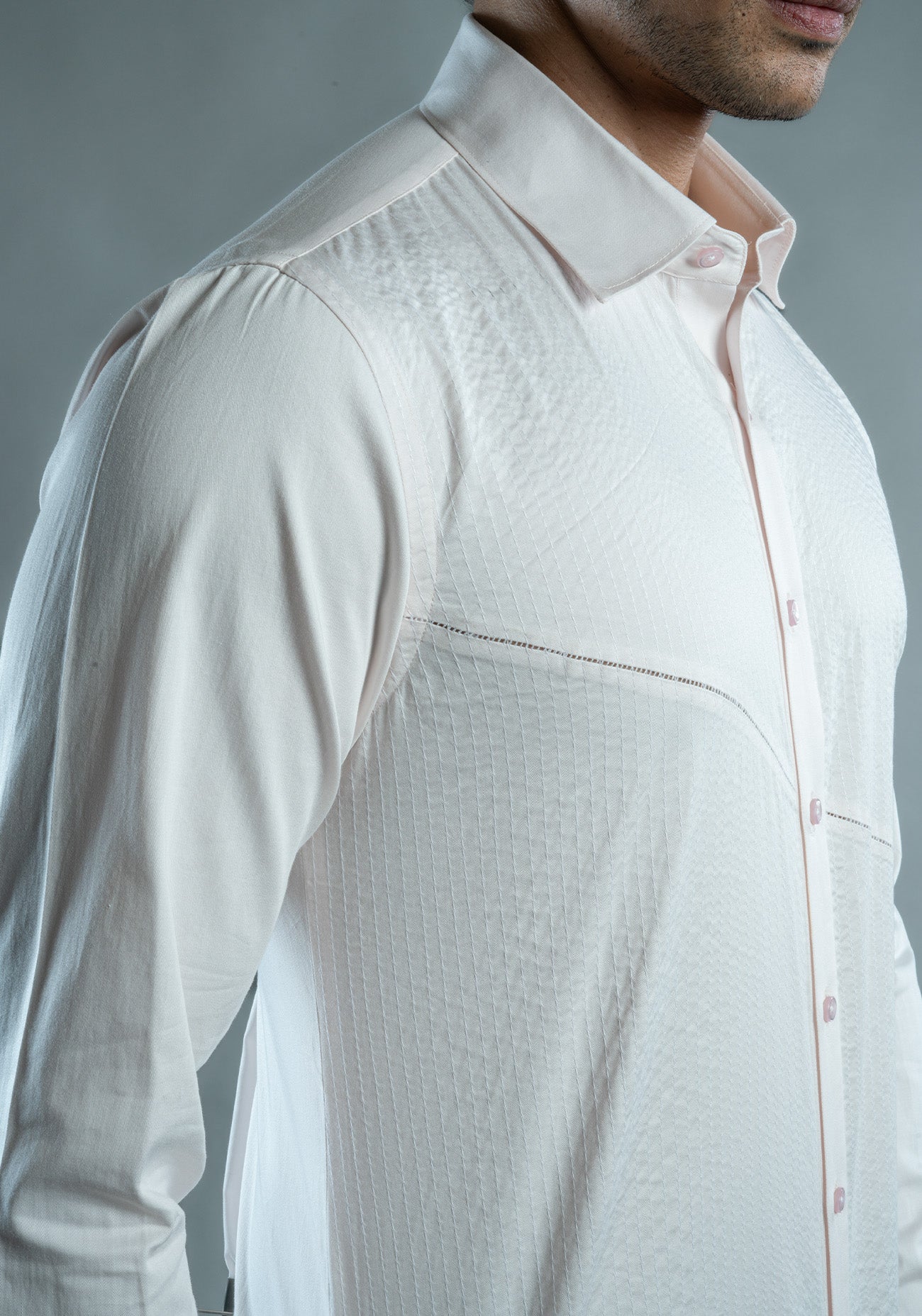 Light Pink Cotton Textured Shirt