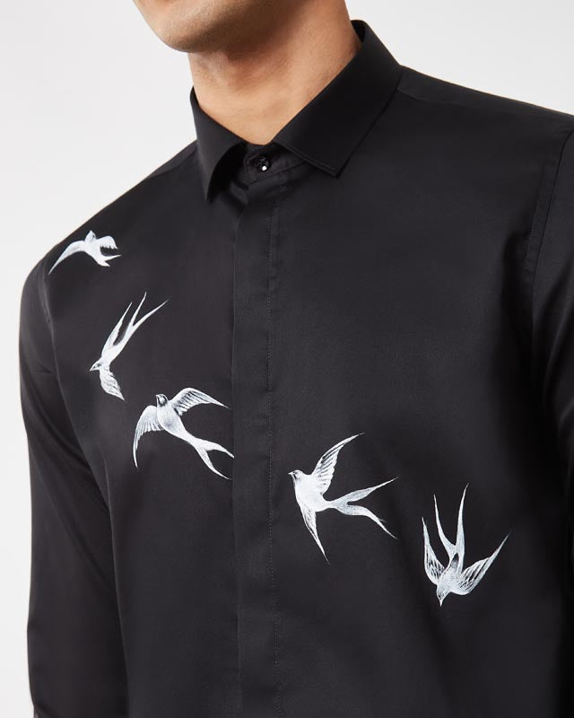 Black Bird Applique Shirt