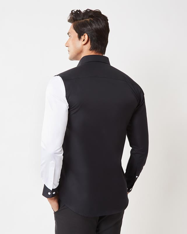 White Color-Block Shirt
