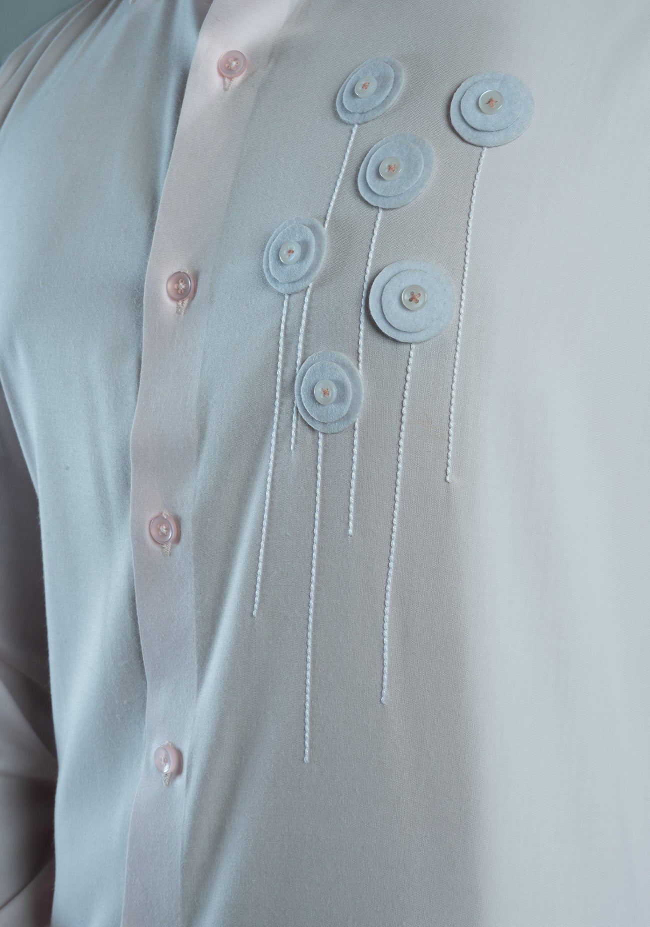 Light Pink Felt Embroidered Shirt