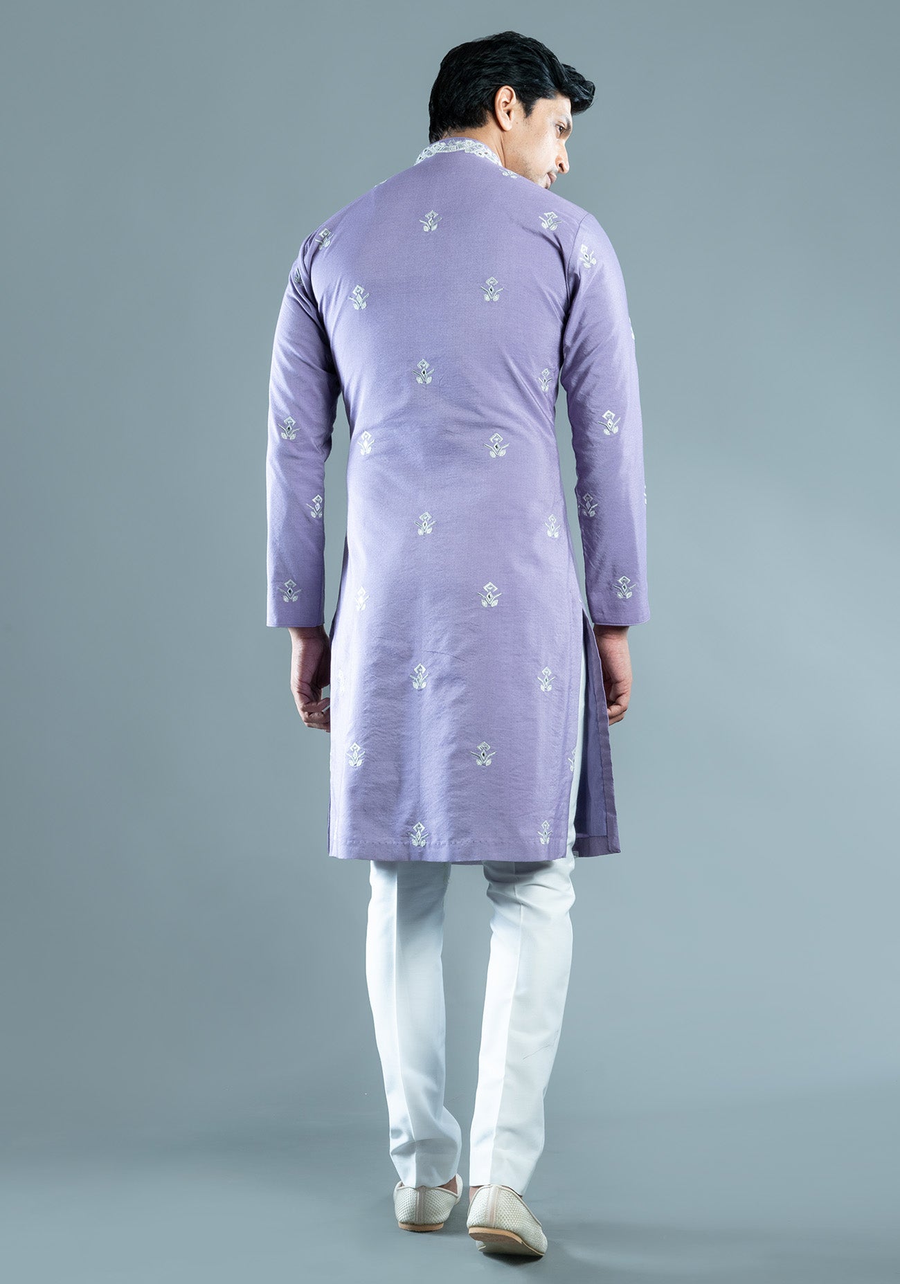 Lilac Foil Embroidered Kurta Set