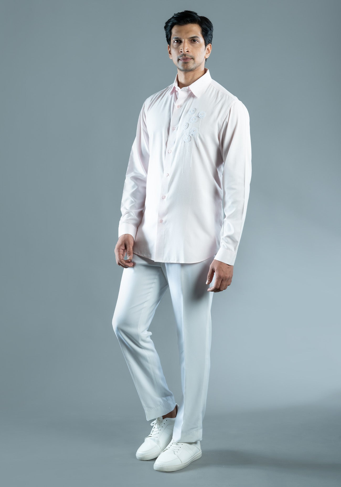 Light Pink Felt Embroidered Shirt