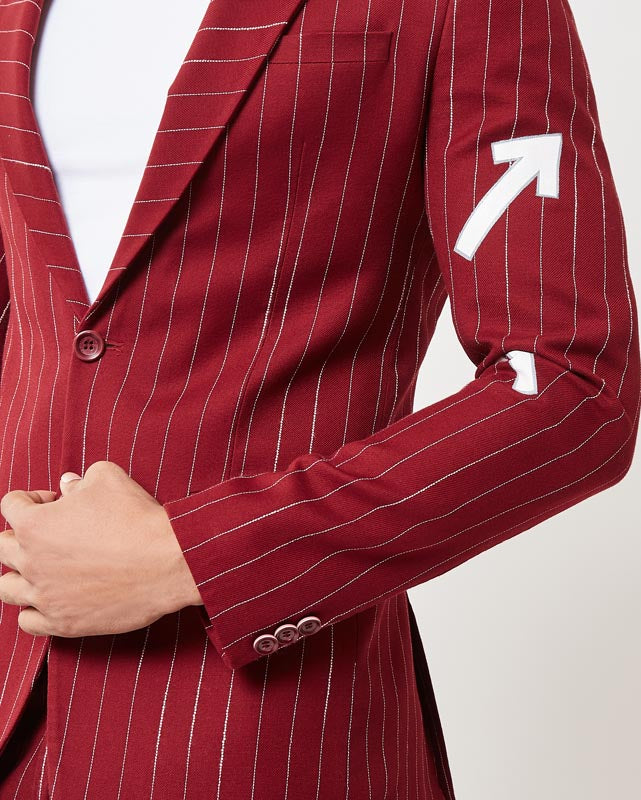 Red & White Hand Painted Striped Suit