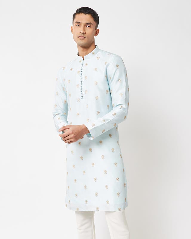 Powder Blue Embroidered Kurta