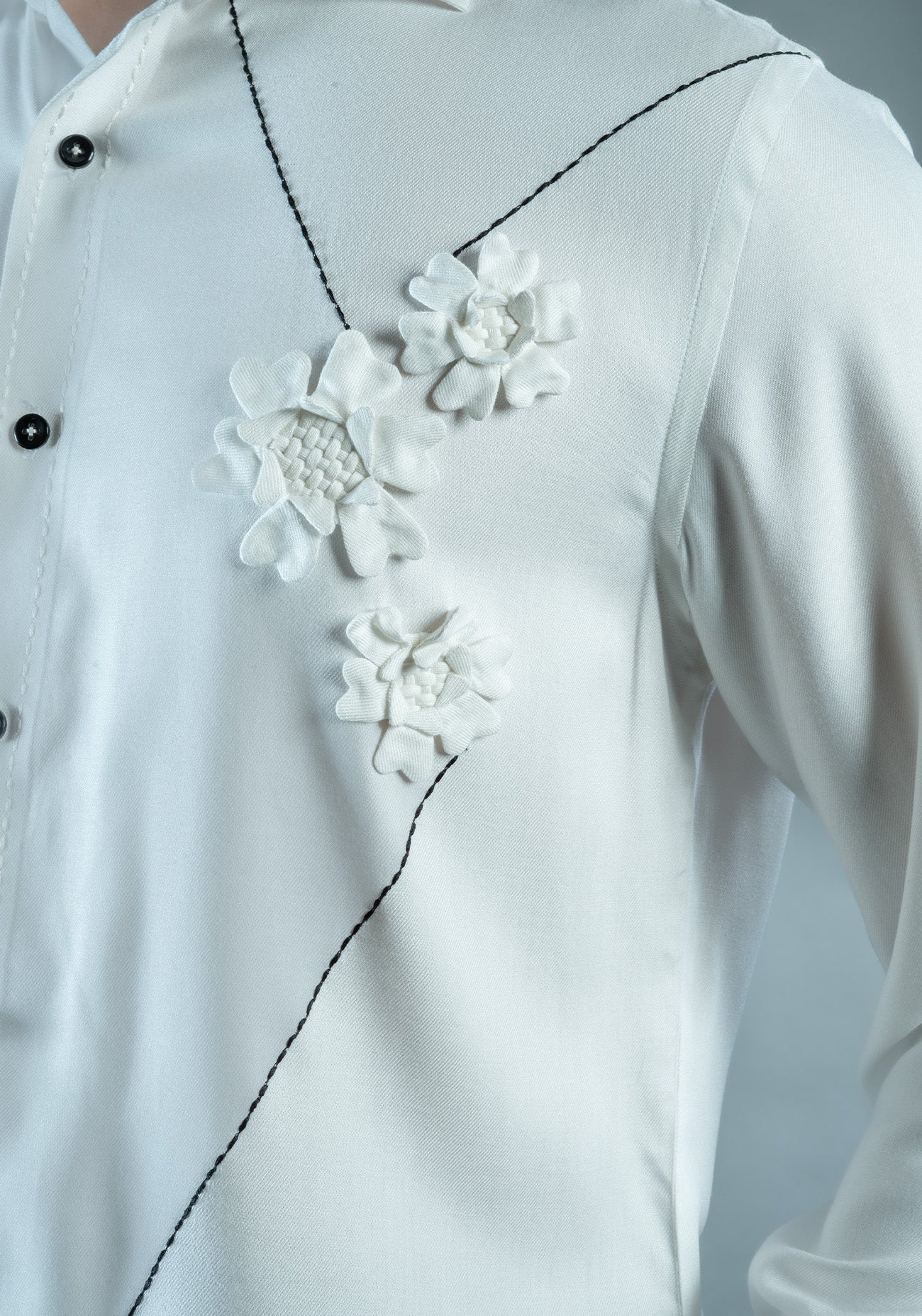 White Floral Origami Shirt