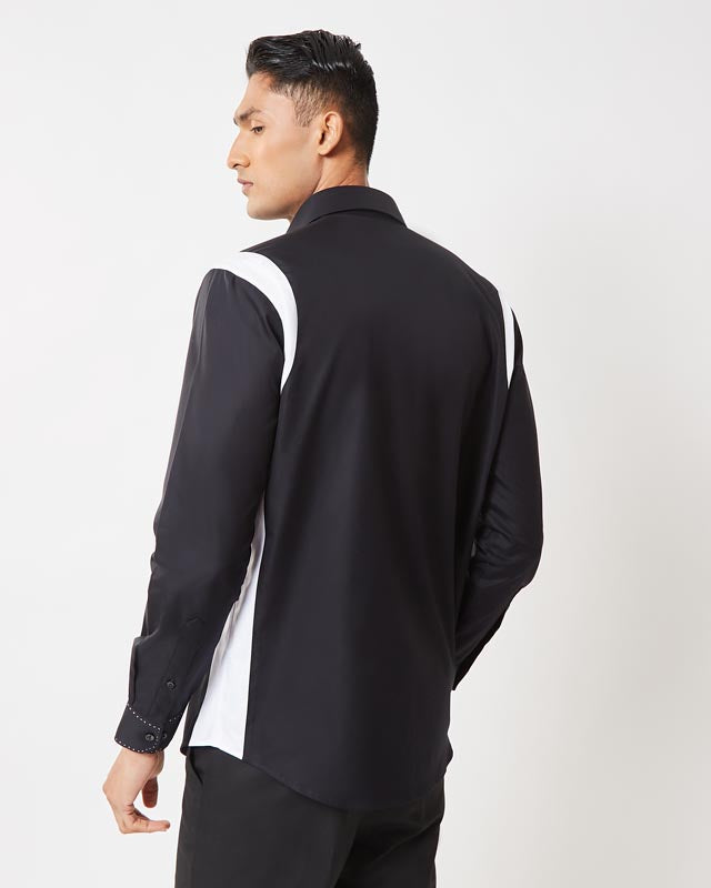 Black Color-Block Shirt