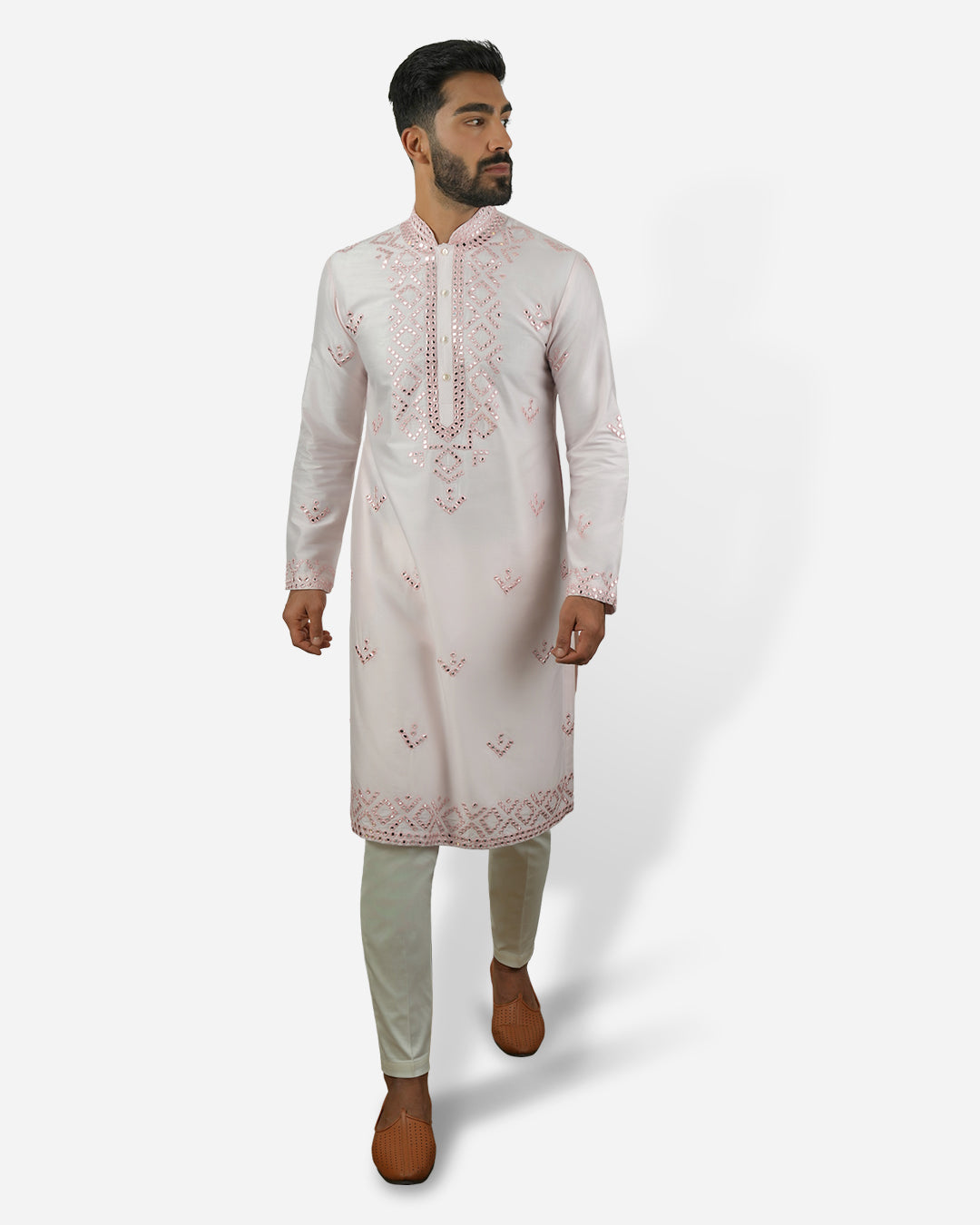 Baby Pink Mirror work Kurta