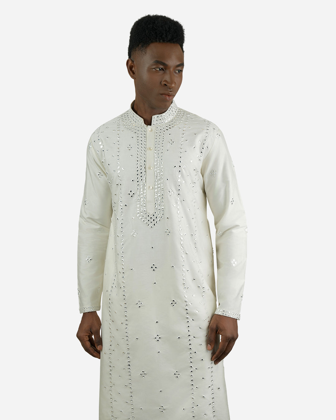 Off-white Mirror work Kurta Set