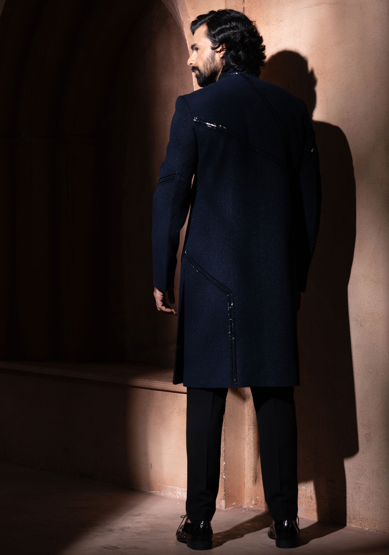Navy Blue Embroidered Jacket