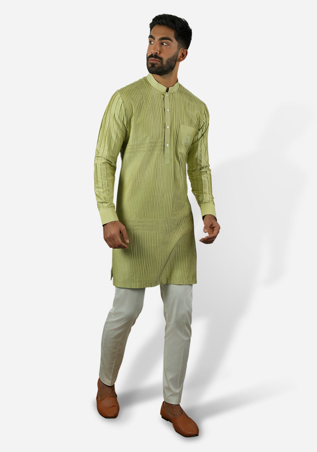 Citron Pintuck Embroidered Kurta Set