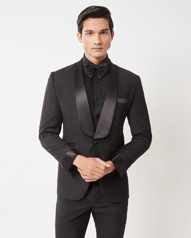 Classic Black Tuxedo with Satin Piping