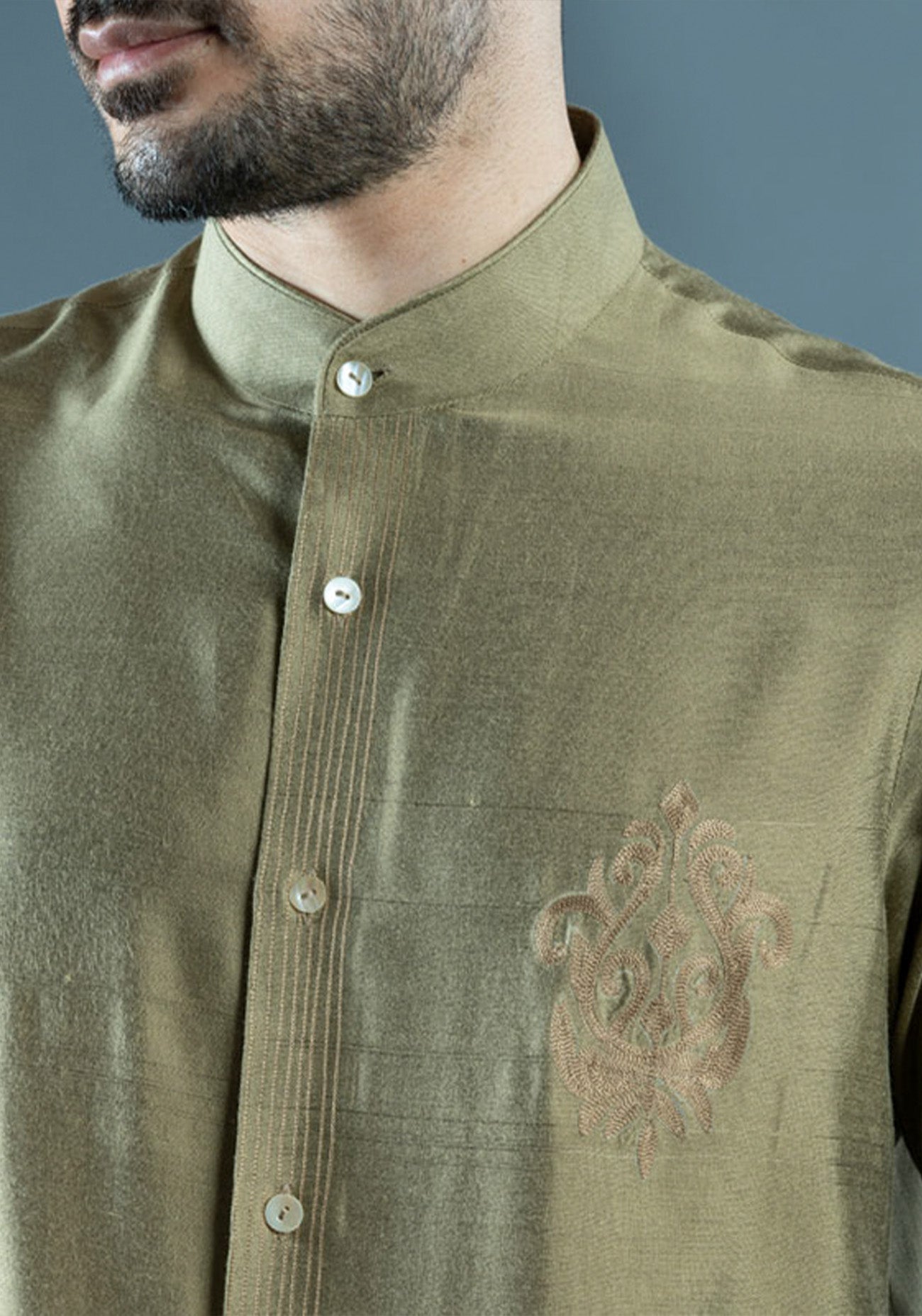 Moss Green Embroidered Kurta