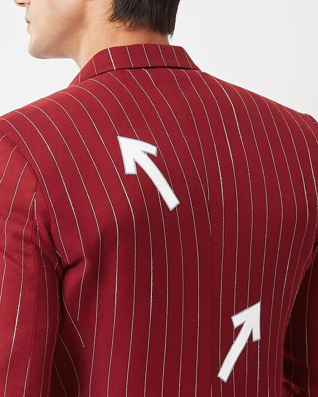 Red & White Hand Painted Striped Suit