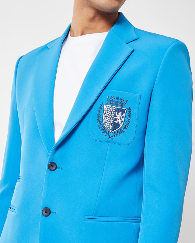 Blue Pocket  Embroidered Jacket