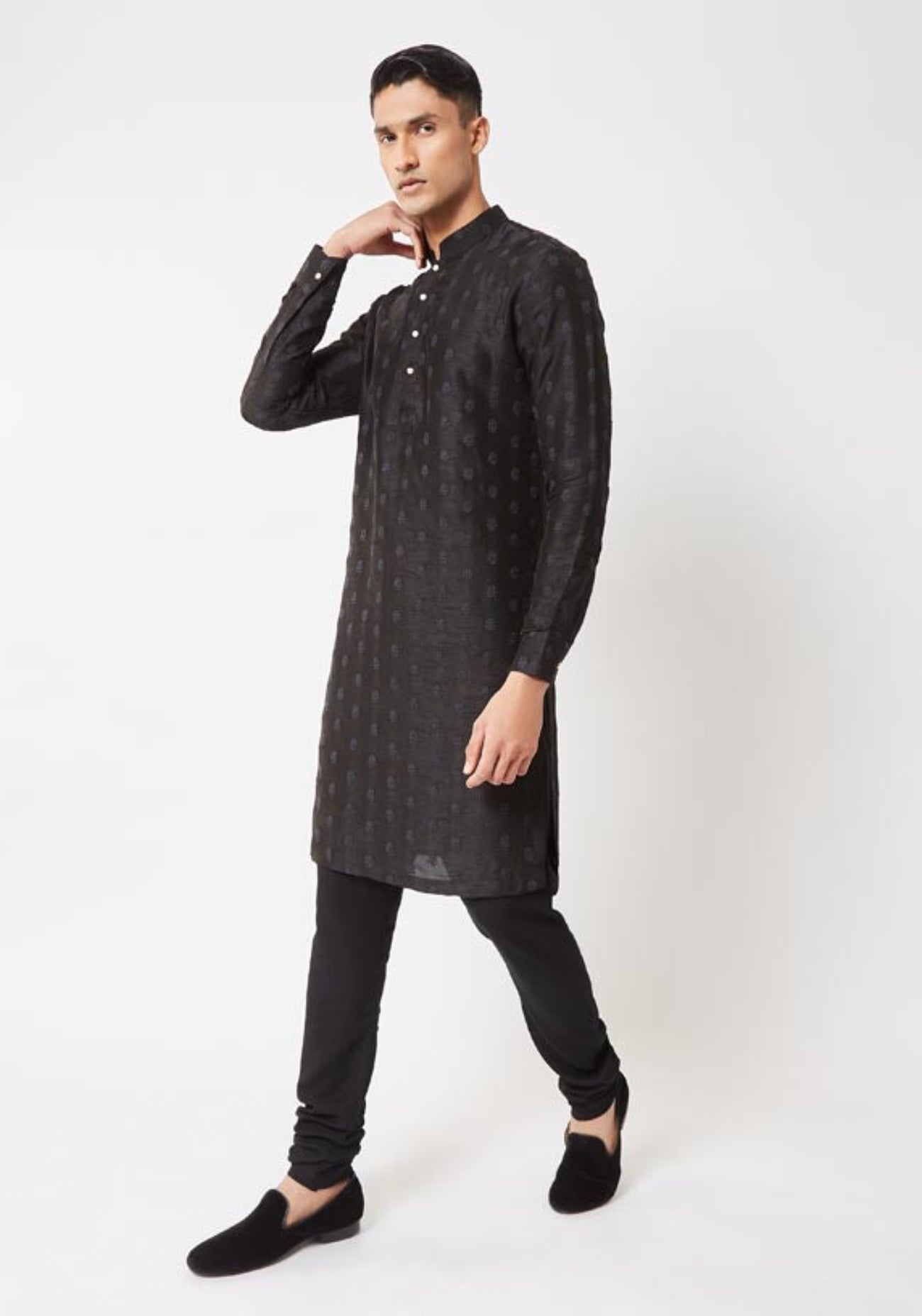 Black Floral Embroidered Kurta Set
