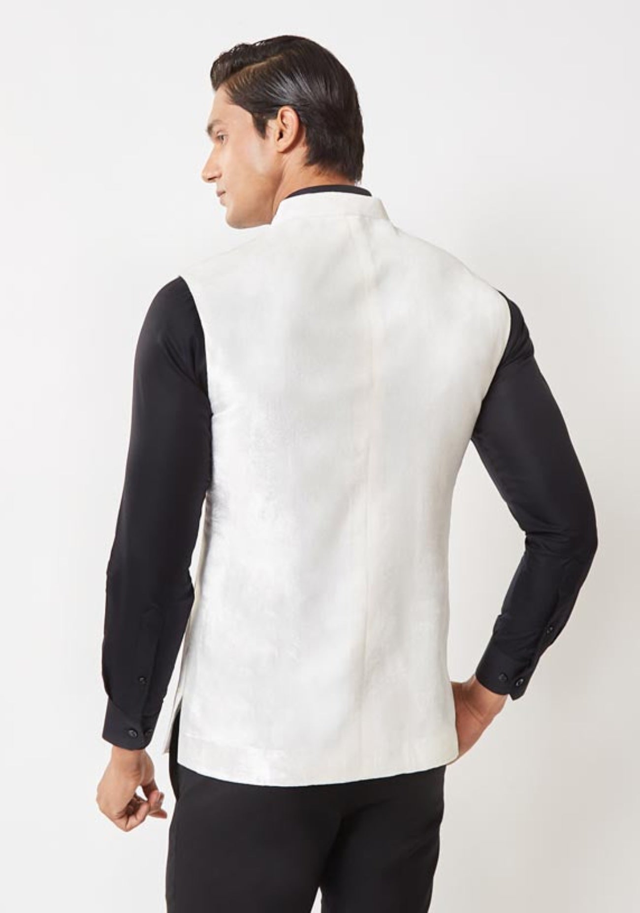 White Floral Embroidered Nehru Jacket