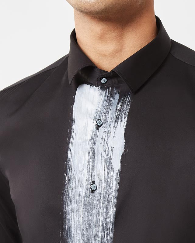 Black Hand painted Streak Shirt