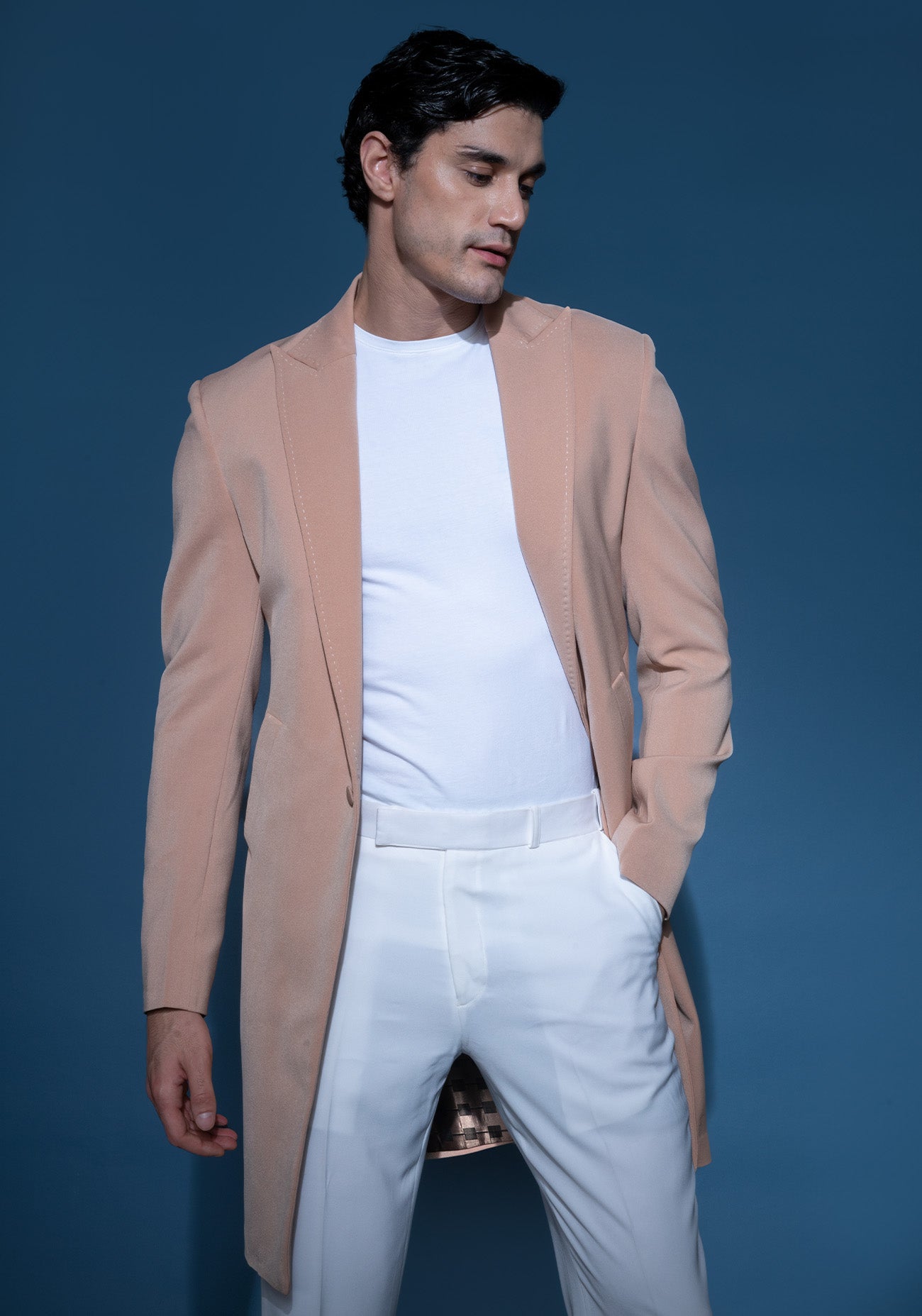 Taupe Crepe Trench Coat