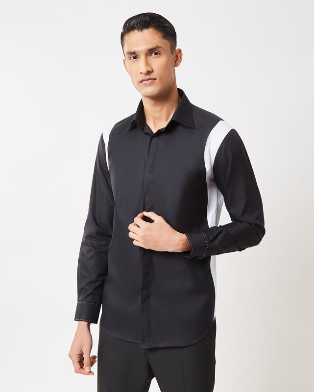 Black Color-Block Shirt