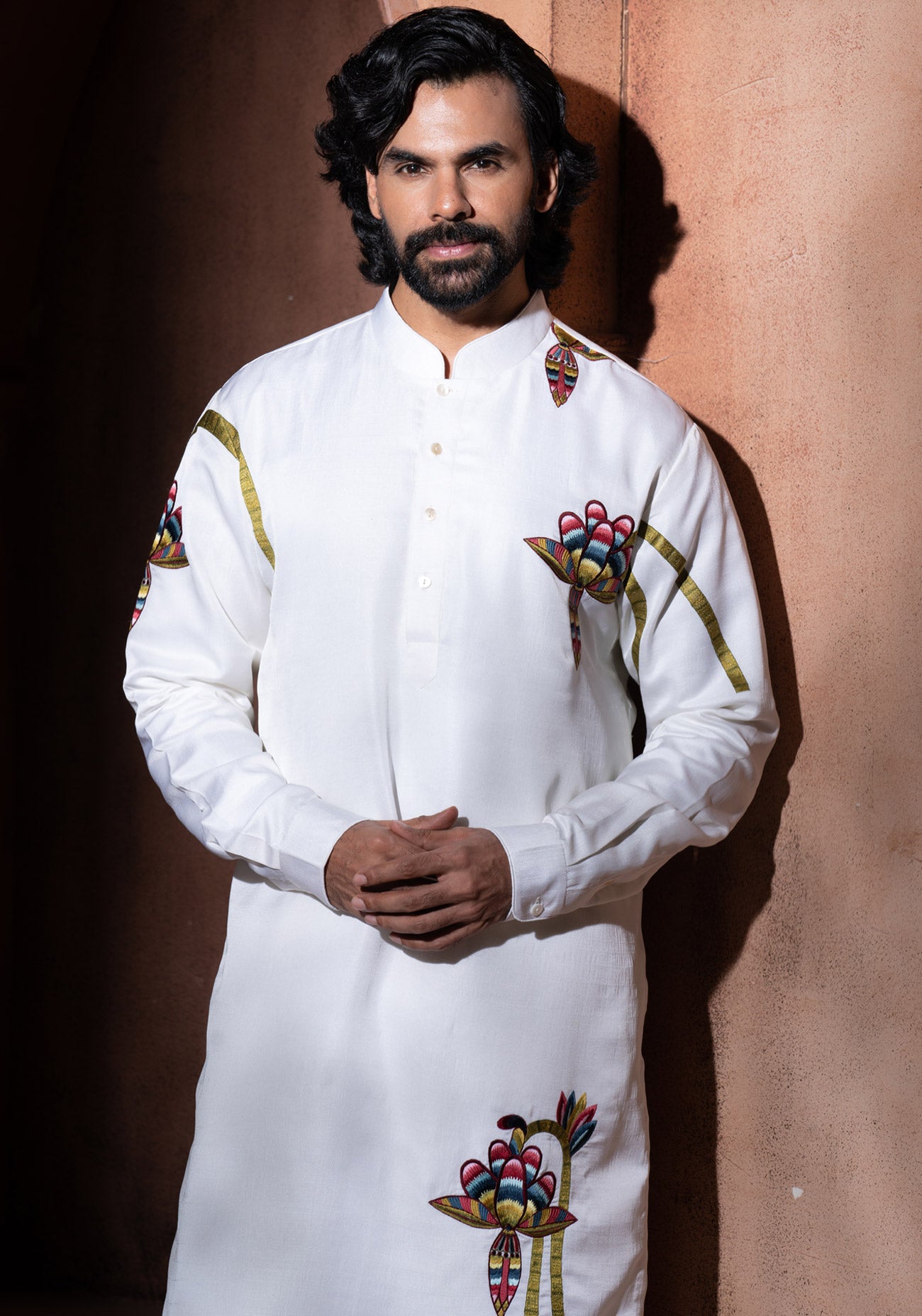 Off White Embroidered Kurta Set
